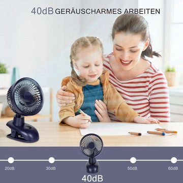 ZMH Mini USB-Ventilator 4 Geschwindigkeiten Oszillierend 5000mAh Akku Außen, 40dB Leise Fan