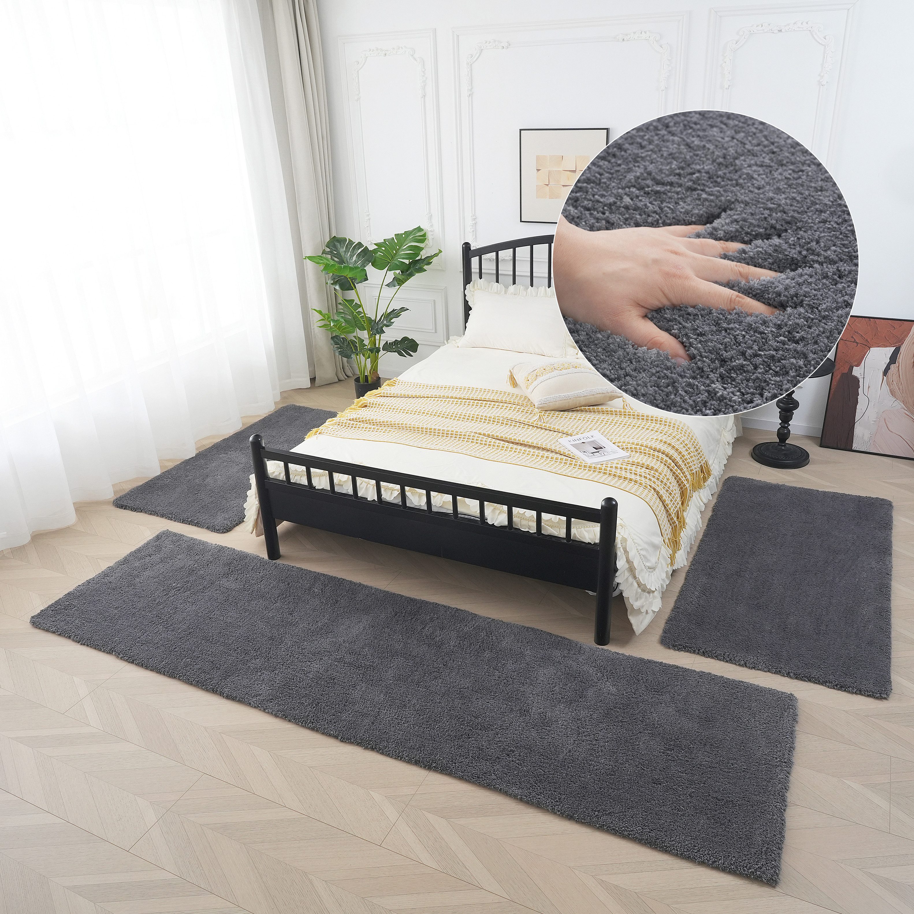 my home Hochflor-Bettumrandung Microfaser Teppich Magong, günstig online kaufen