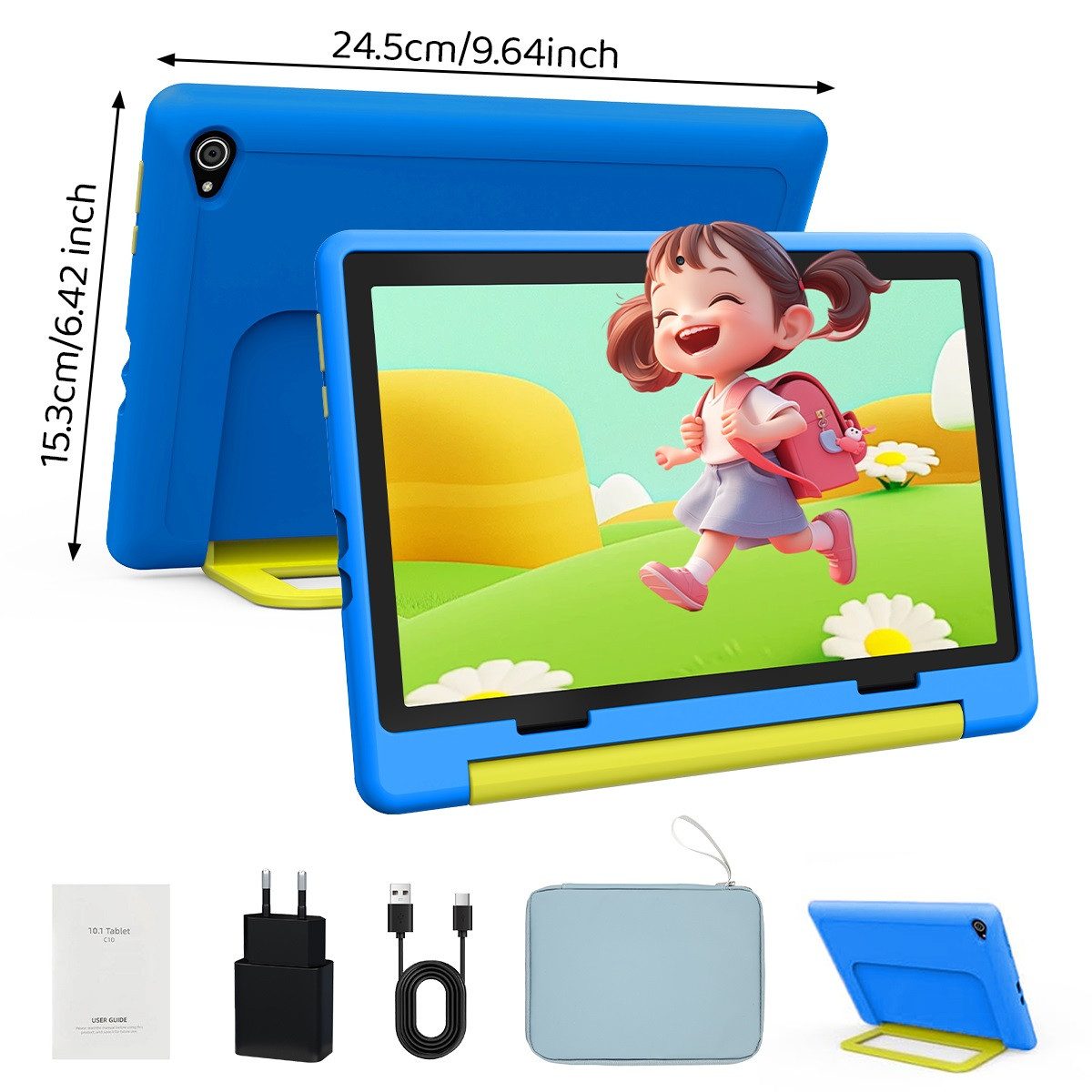 BUFO 10'' Android 64GB 1280x800 HD IPS WiFi 6 Lern Kinder Tablet (10", 64 GB, Android 16, 5G WiFi, Kids Bumper Blau, Elterliche Kontrolle, Anti-Blaulicht) – Bild 2 von 3