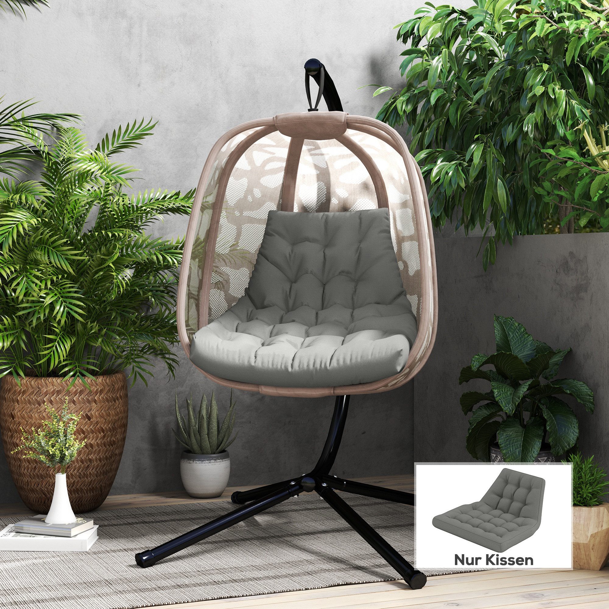 Outsunny Sitzkissen 120x100 cm, mit Rückenlehne, 8cm dick, wasserabweisend, günstig online kaufen