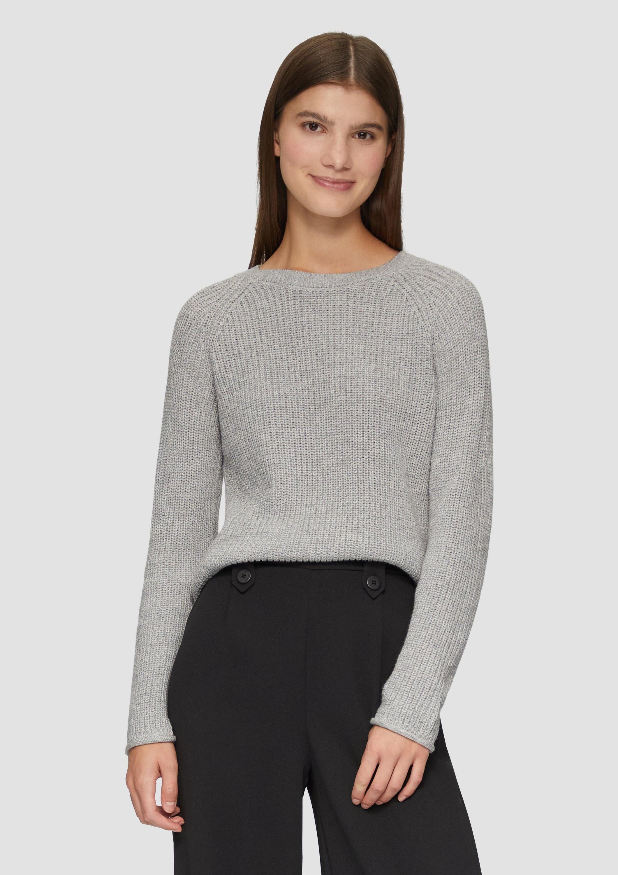 QS Longpullover Strickpullover Melierter Strickpullover mit Raglanärmeln günstig online kaufen