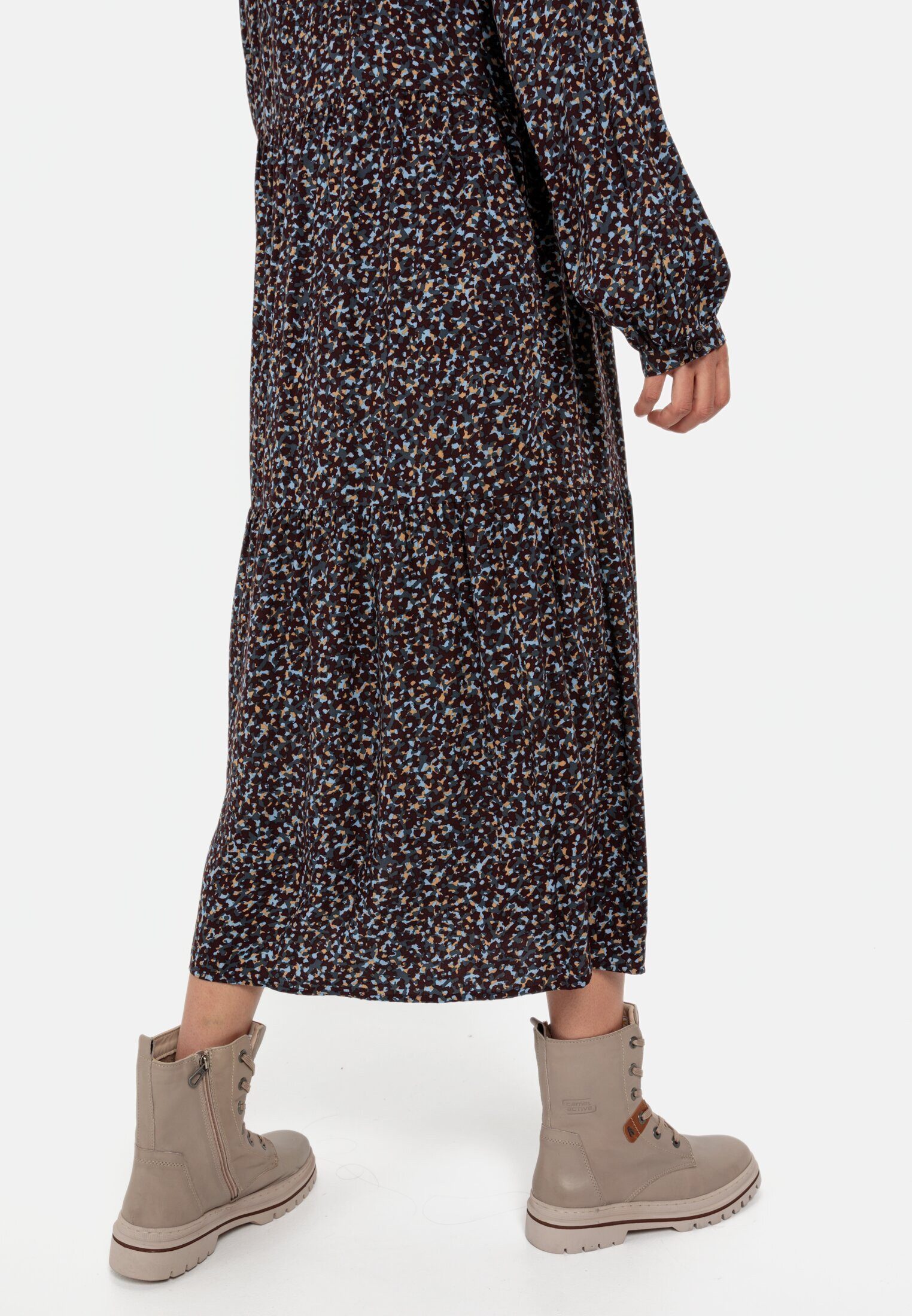 camel active Blusenkleid mit langen Ärmeln Langarm Stehkragen (1-tlg)