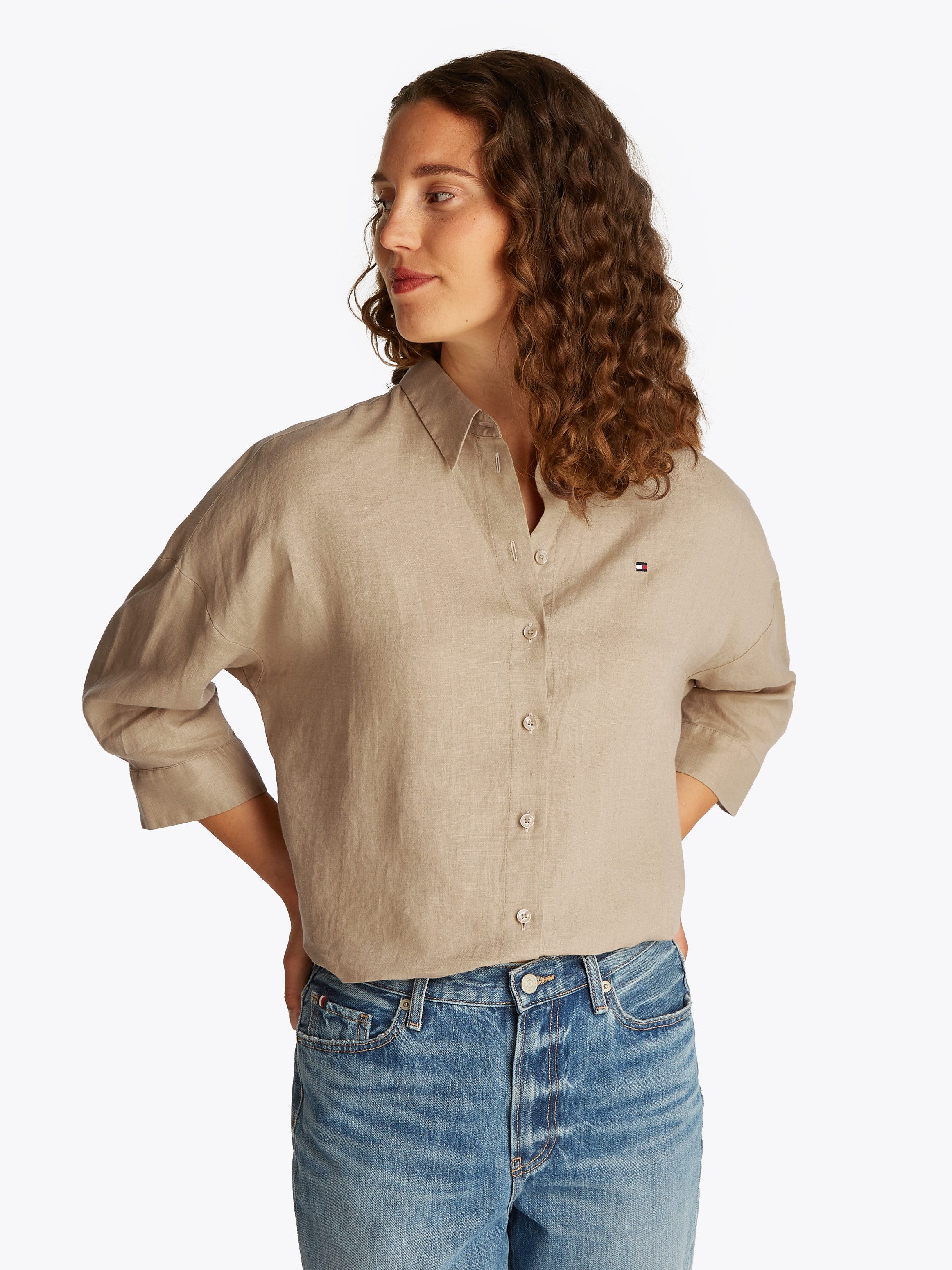 Tommy Hilfiger 3/4-Arm-Shirt ESS LINEN LOOSE 3-4 SLEEVE SHIRT mit 3/4-Ärmel günstig online kaufen