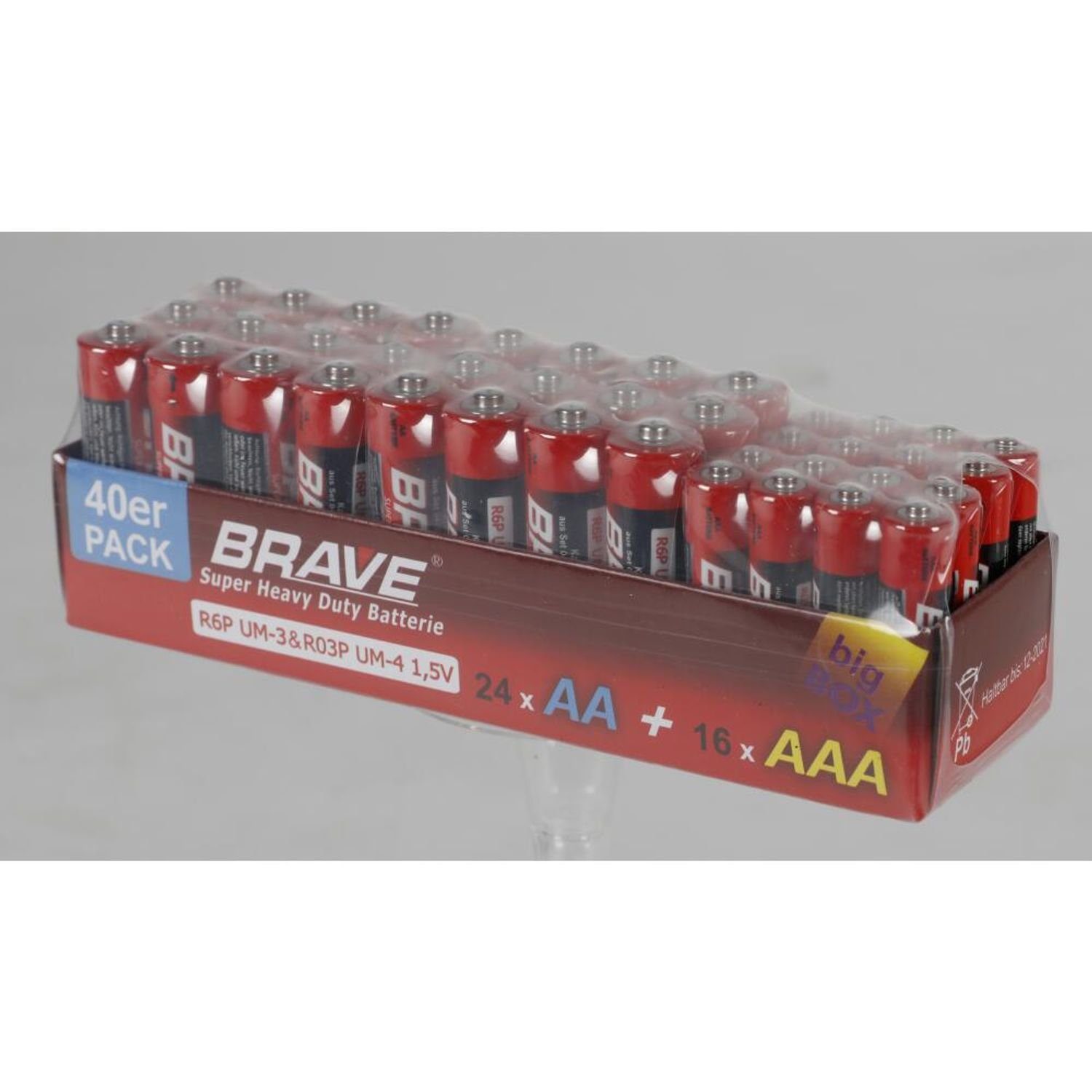 BURI 24x 40er-Pack Brave Batterien Großpackung (960 St) & Stück AA AAA 960 Batterie