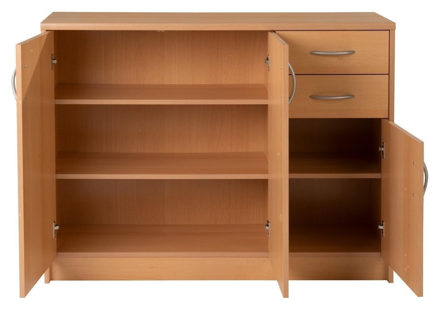 Kommode OPTIMUS, B 109 cm, H 86 cm, Buchedekor, 3 Türen, 2 Schubladen, 3 Einlegeböden