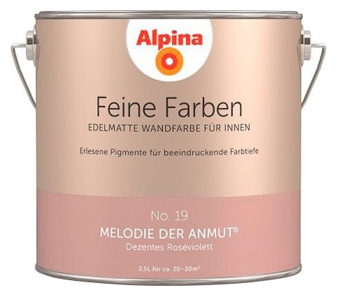 Alpina Wand- und Deckenfarbe Feine Farben No. 19 Melodie der Anmut®, Dezentes Violett, edelmatt, 2,5 Liter Leiser Moment No. 20