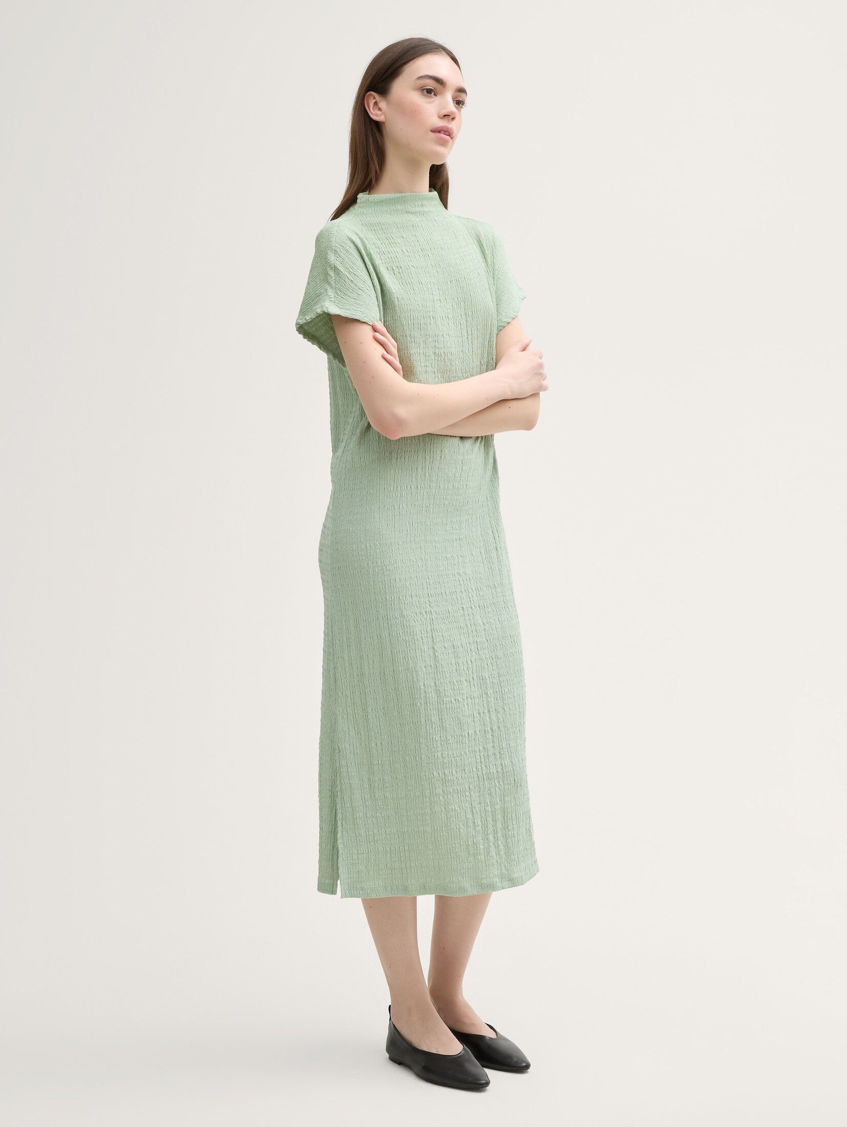 TOM TAILOR Denim Sommerkleid Kleider & Jumpsuits Midi-Kleid mit Stehkragen