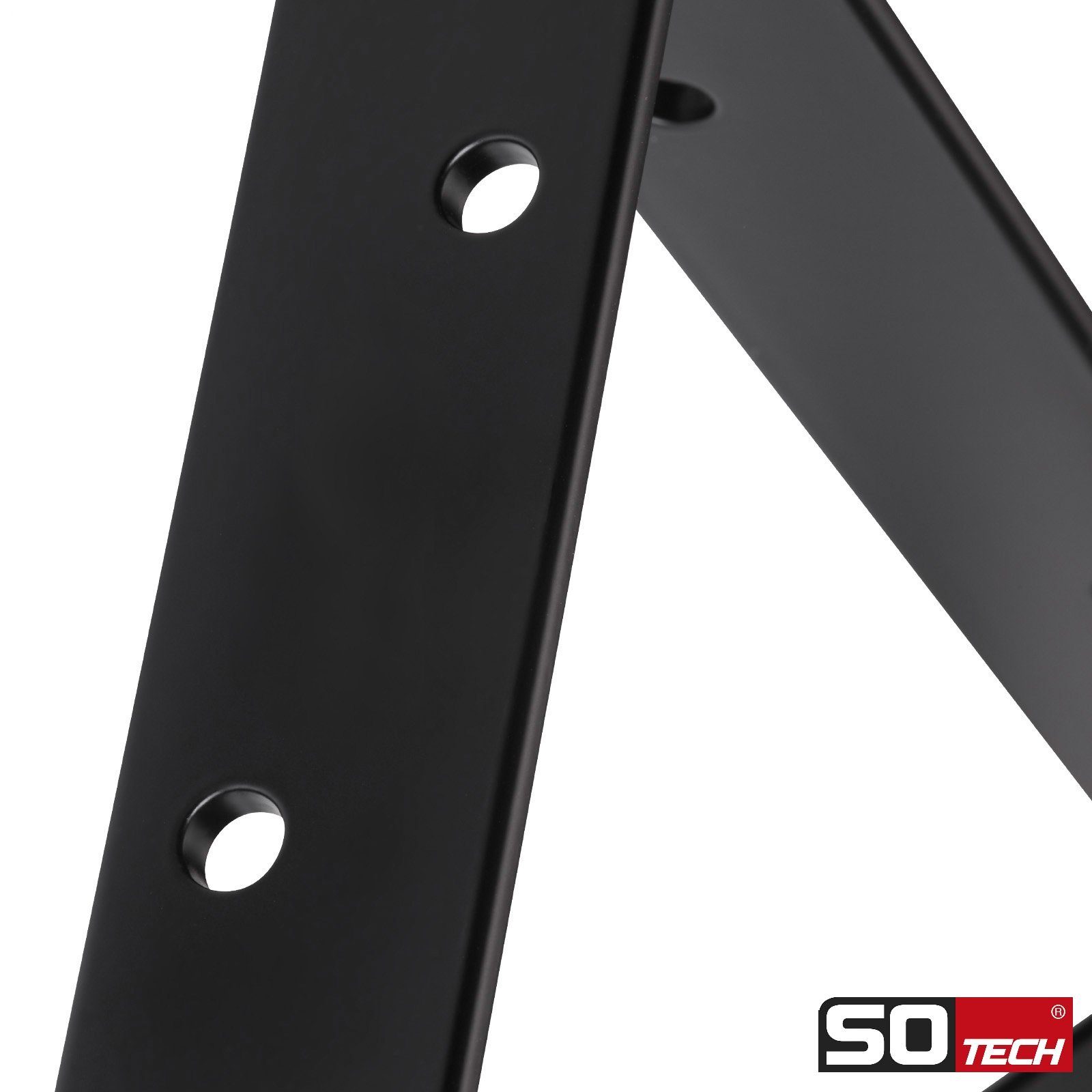 SO-TECH® Wandregalhalter Schwerlast-Konsole Regalkonsole BLACKLINE I schwarz, Set 2-tlg., Tragkraft bis zu 200 kg / Paar - 15 x 12,5 x 3 x 0,4 cm – Bild 4 von 5