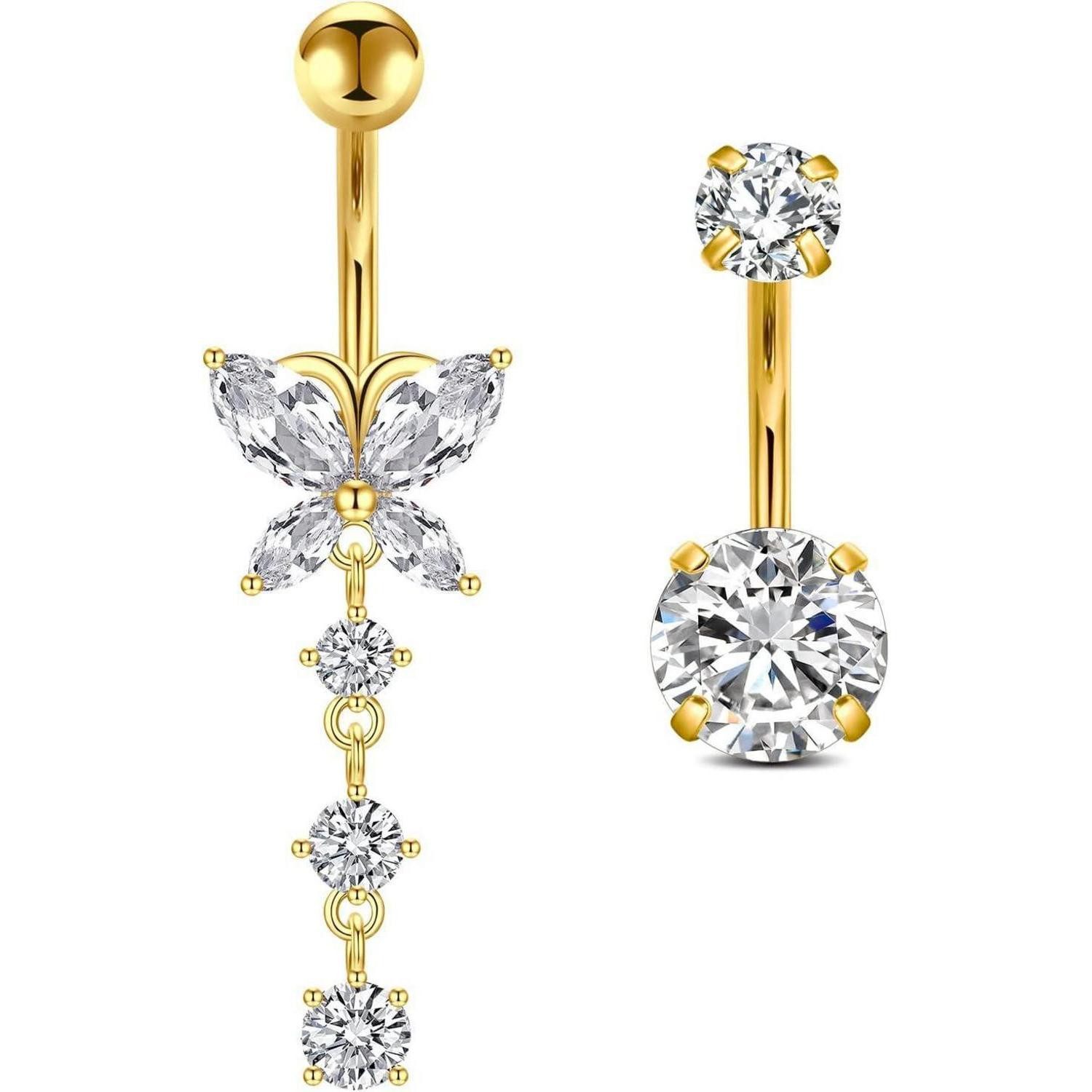 Crdifu Bauchnabelpiercing Gold Bauchnabelpiercing 10mm Chirurgenstahl 14G P günstig online kaufen