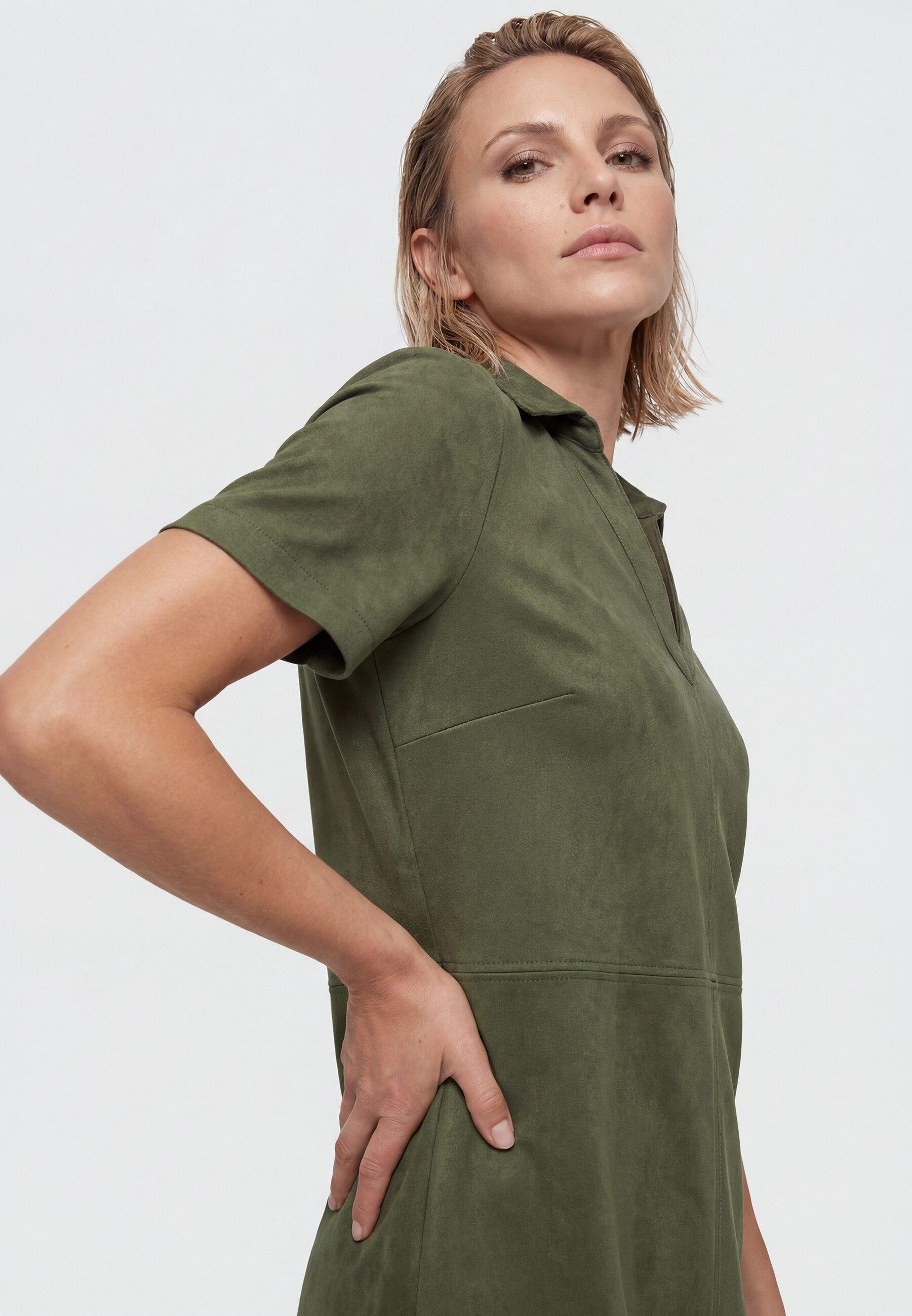 Olsen Midikleid mit Hemdblusenkragen