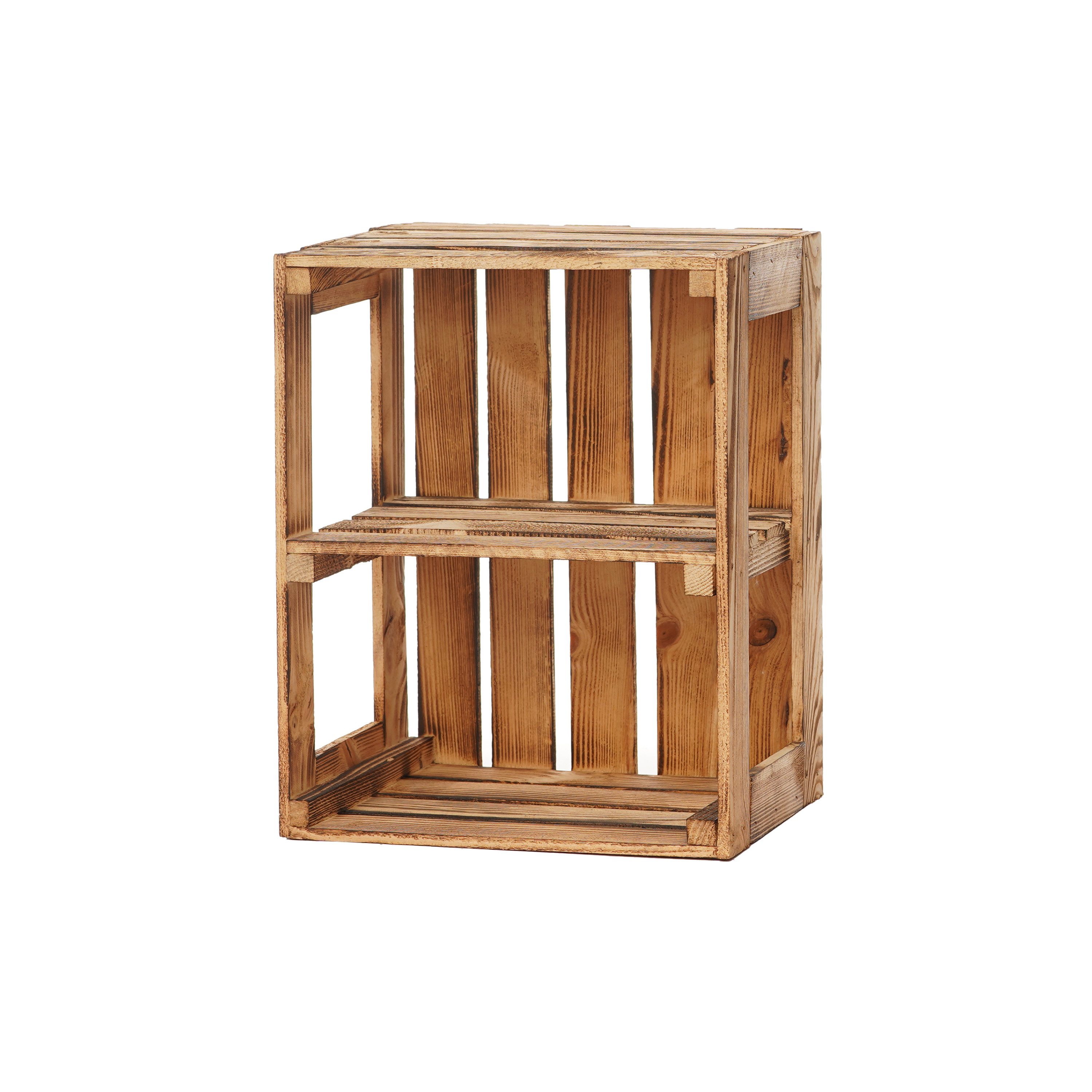 GrandBox Dekokiste Holz Kiste 50x40x30 cm geflammt Vintage (1er Set)