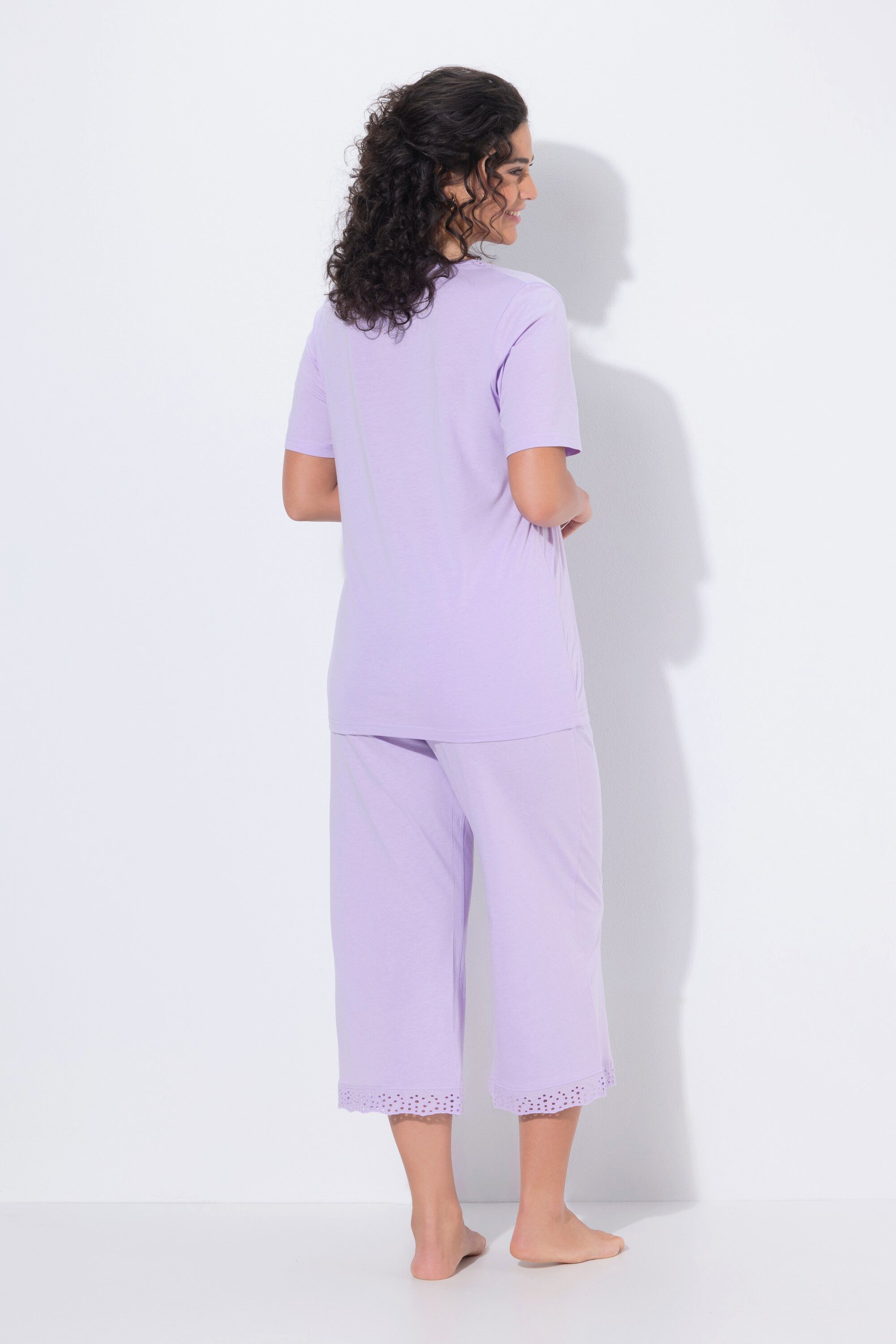 Ulla Popken Pyjama Pyjama Lochstickerei Halbarm Modalmix