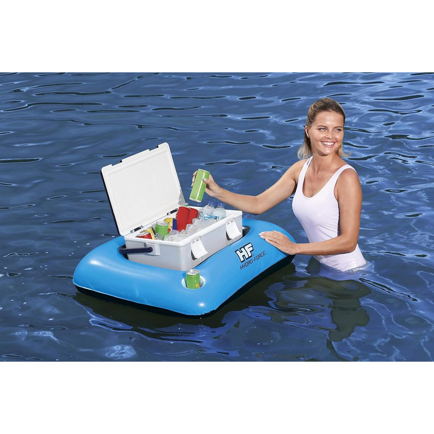 Happy People Luftmatratze Kinderbade-Set (Schwimmring, Kinderboot, Luftmatratze) + Cooler Float
