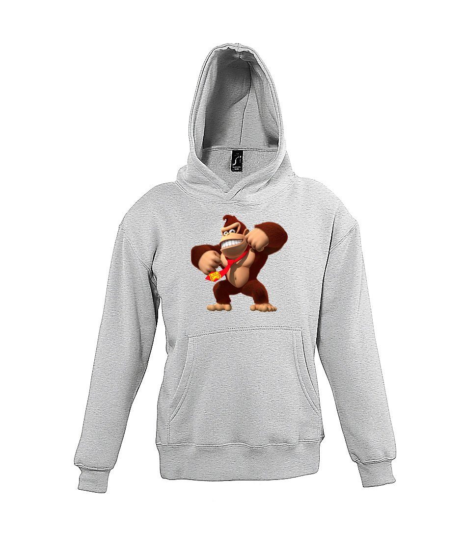 Youth Designz Kapuzenpullover Kong Donkey Kinder Hoodie Pullover für Jungen und Mädchen mit trendigem Gaming Motiv Grau