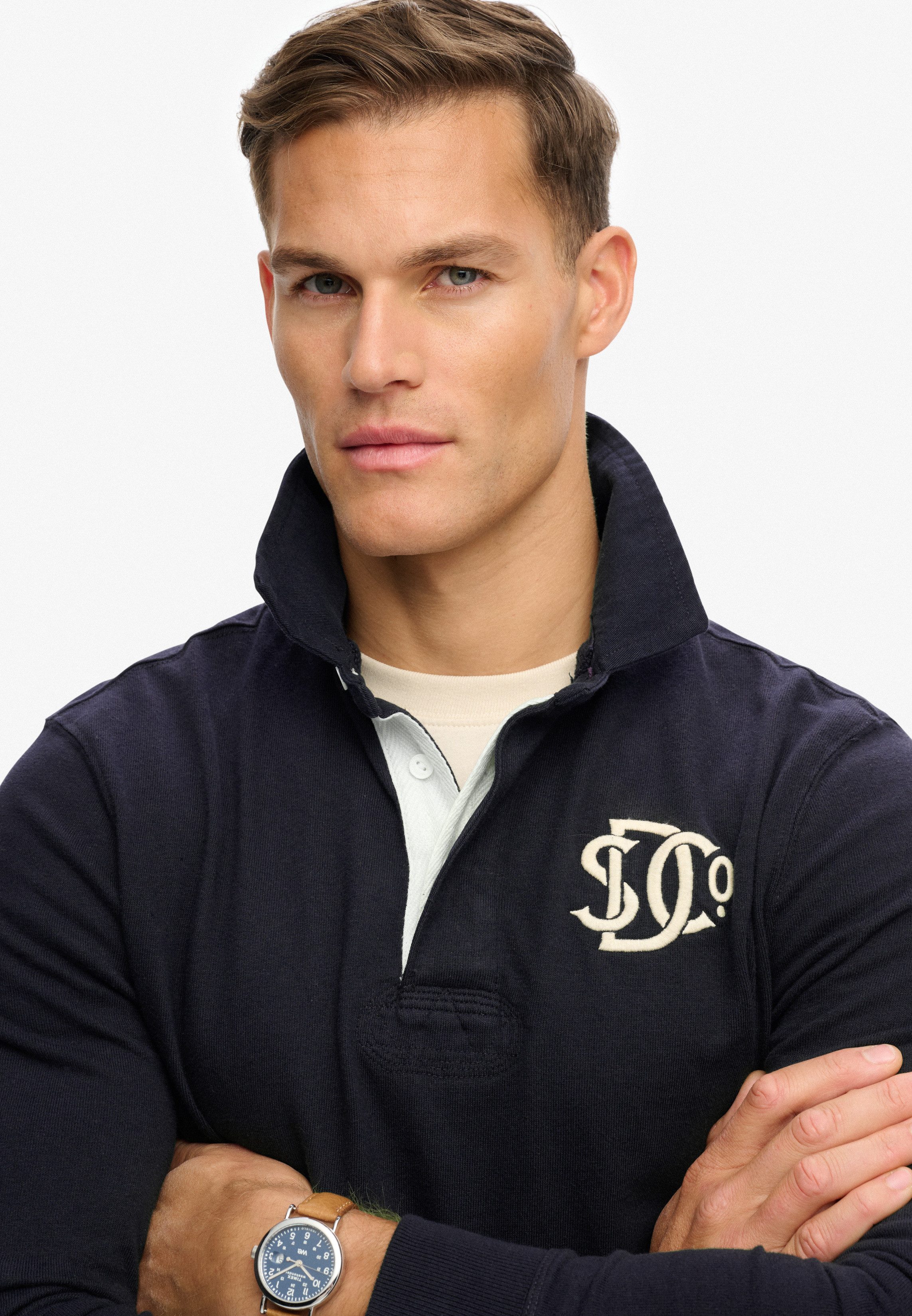 Superdry Langarmshirt VINTAGE ATHLETIC RUGBY Baumwolle, relaxed fit