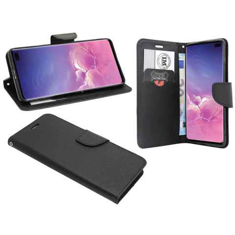 cofi1453 Handyhülle Hülle Tasche für Samsung Galaxy S10 Plus, Kunstleder Schutzhülle Handy Wallet Case Cover mit Kartenfächern, Standfunktion Schwarz