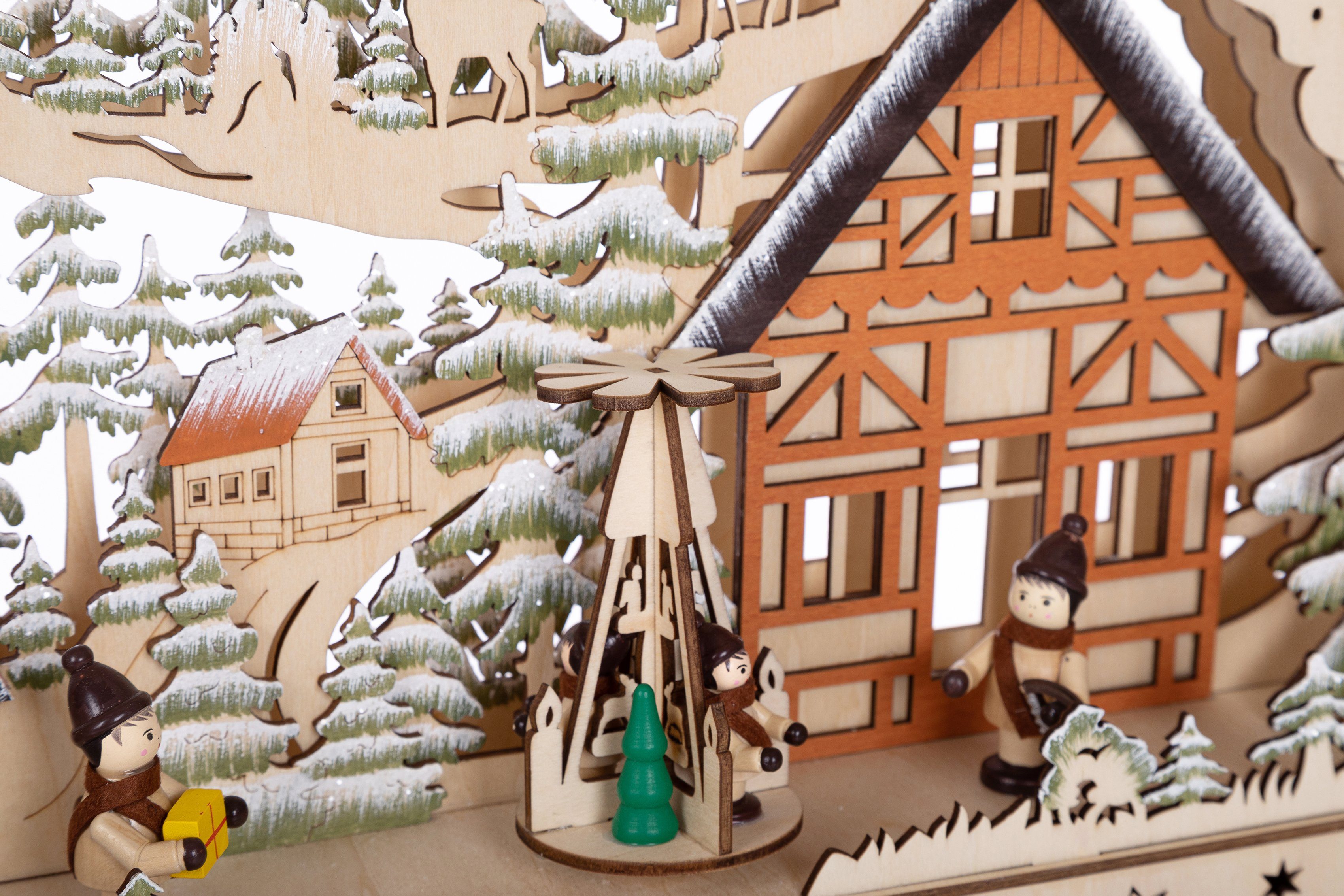 OTTO home LED Schwibbogen Weihnachtsdeko Weihnachtsdorf (1-tlg), aus Holz, mit LED Beleuchtung, Höhe ca. 39 cm – Bild 3 von 5