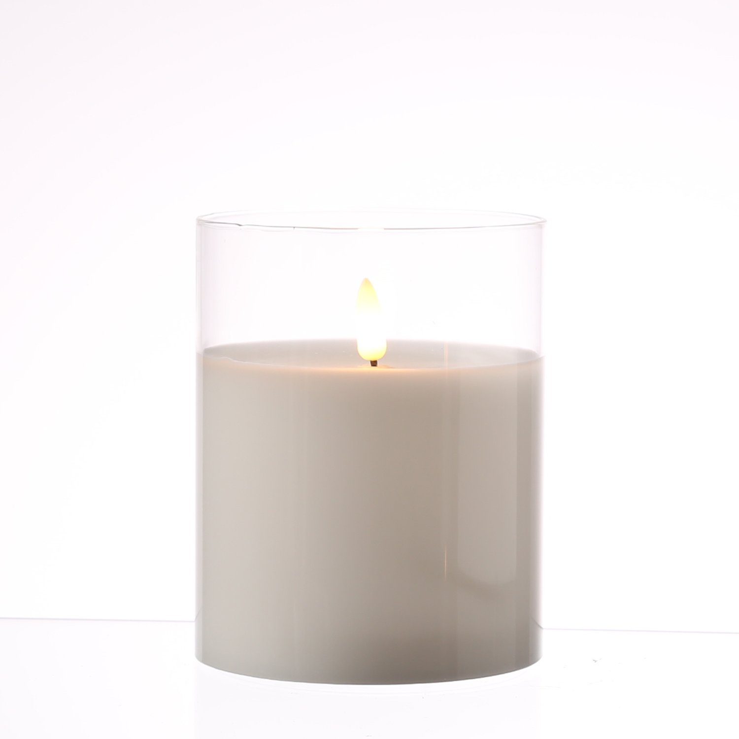 MARELIDA LED-Kerze LED Kerze im Glas Windlicht Echtwachs Timer H: 12,5cm D: günstig online kaufen