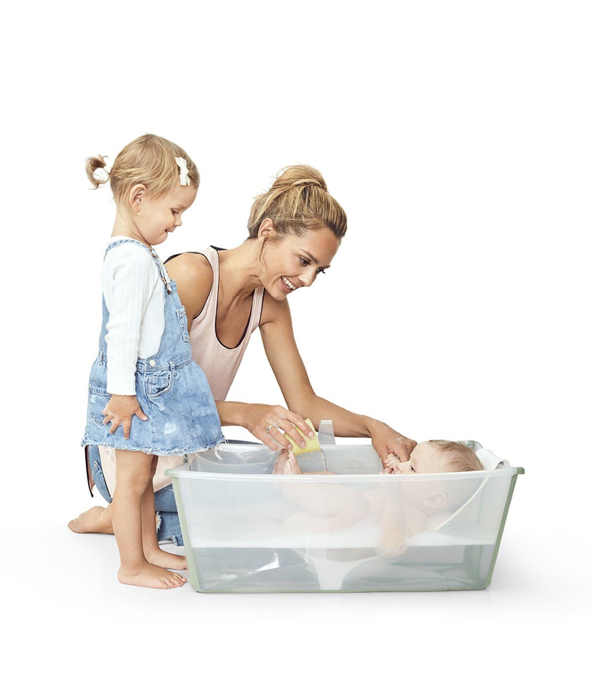 Stokke Babybadewanne mit X-Large Newborn Support Bundle Transparent Flexi Green Bath®
