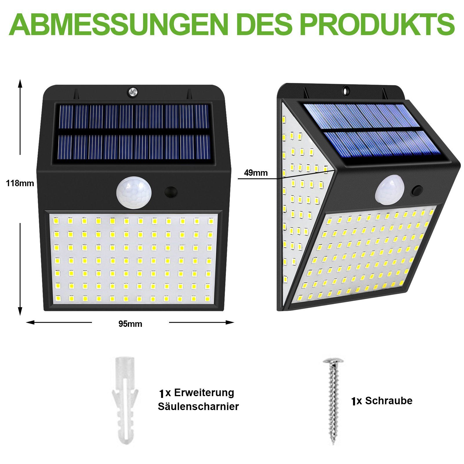 Sunicol LED Solarleuchte 170 LED 300° Solar Power PIR Motion Sensor Wandleu günstig online kaufen