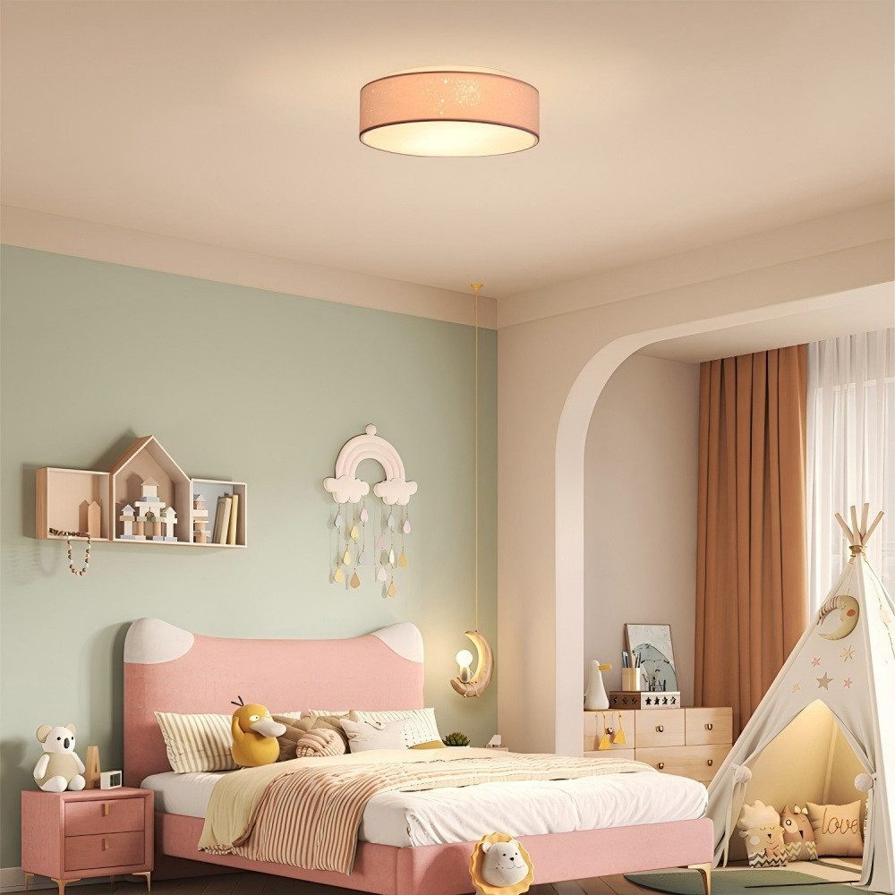 Zedelmaier Lampenschirm Deckenleuchte Deckenlampe Stoff mit Sterne Kinderzimmerlampe, ohne Leuchtmittel, für Kinderzimmer Schlafzimmer Wohnzimmer Flur