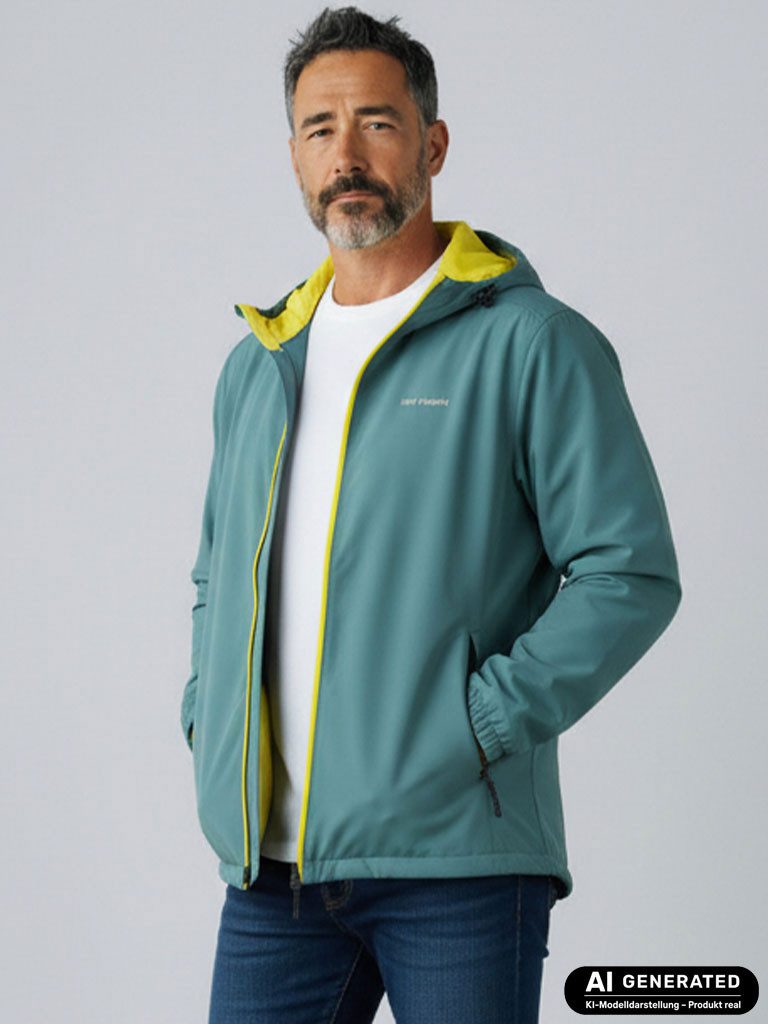 Dry Fashion Fahrradjacke Laboe Herren Funktionsjacke - Regenjacke Outdoor leicht & verstaubar Jacke Wasserdicht, Windicht, Atmungsaktiv, Kapuze mit Vorderschirm