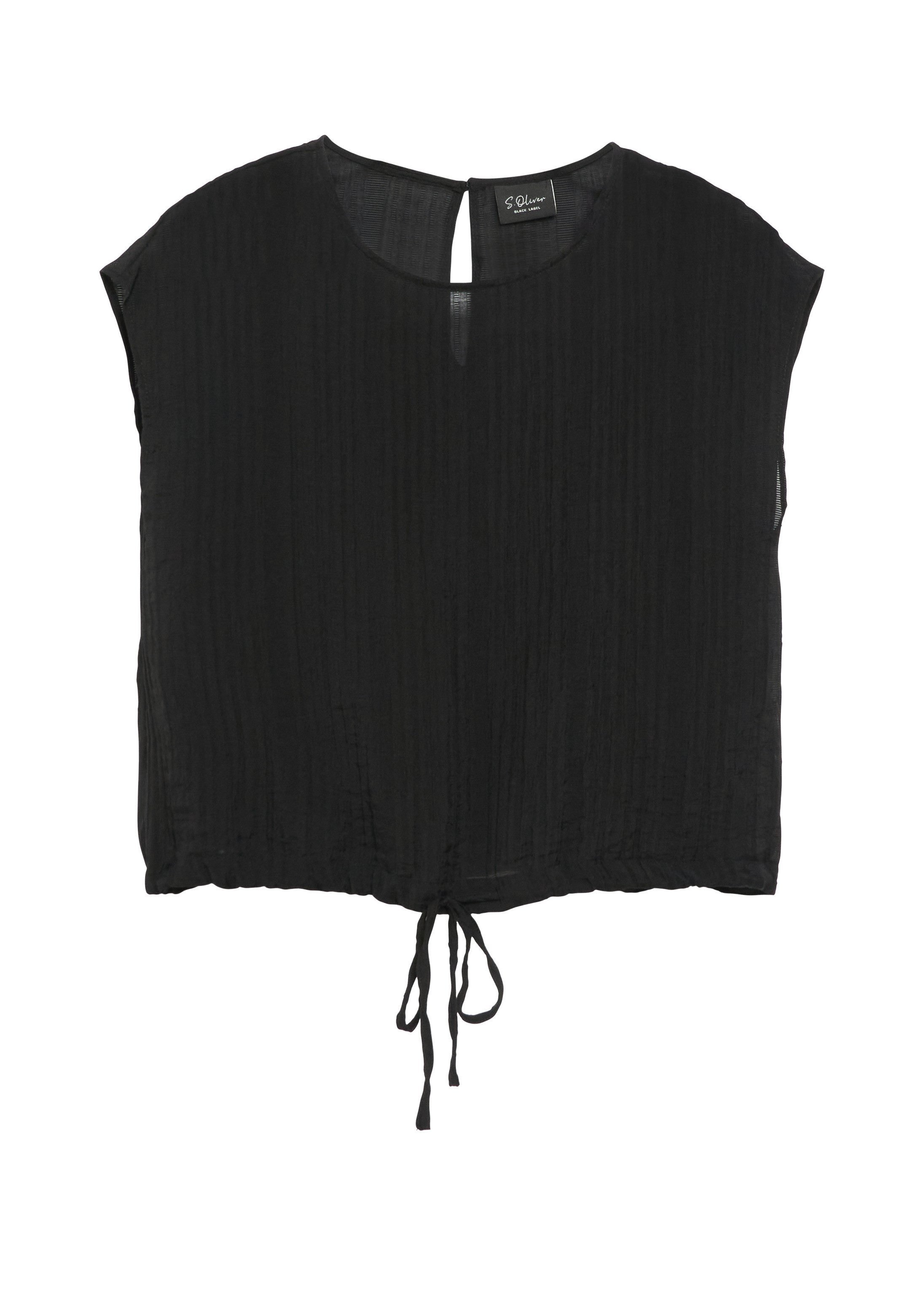 s.Oliver Blusentop Bluse Transparente Bluse mit überschnittenen Schultern und Bindeband