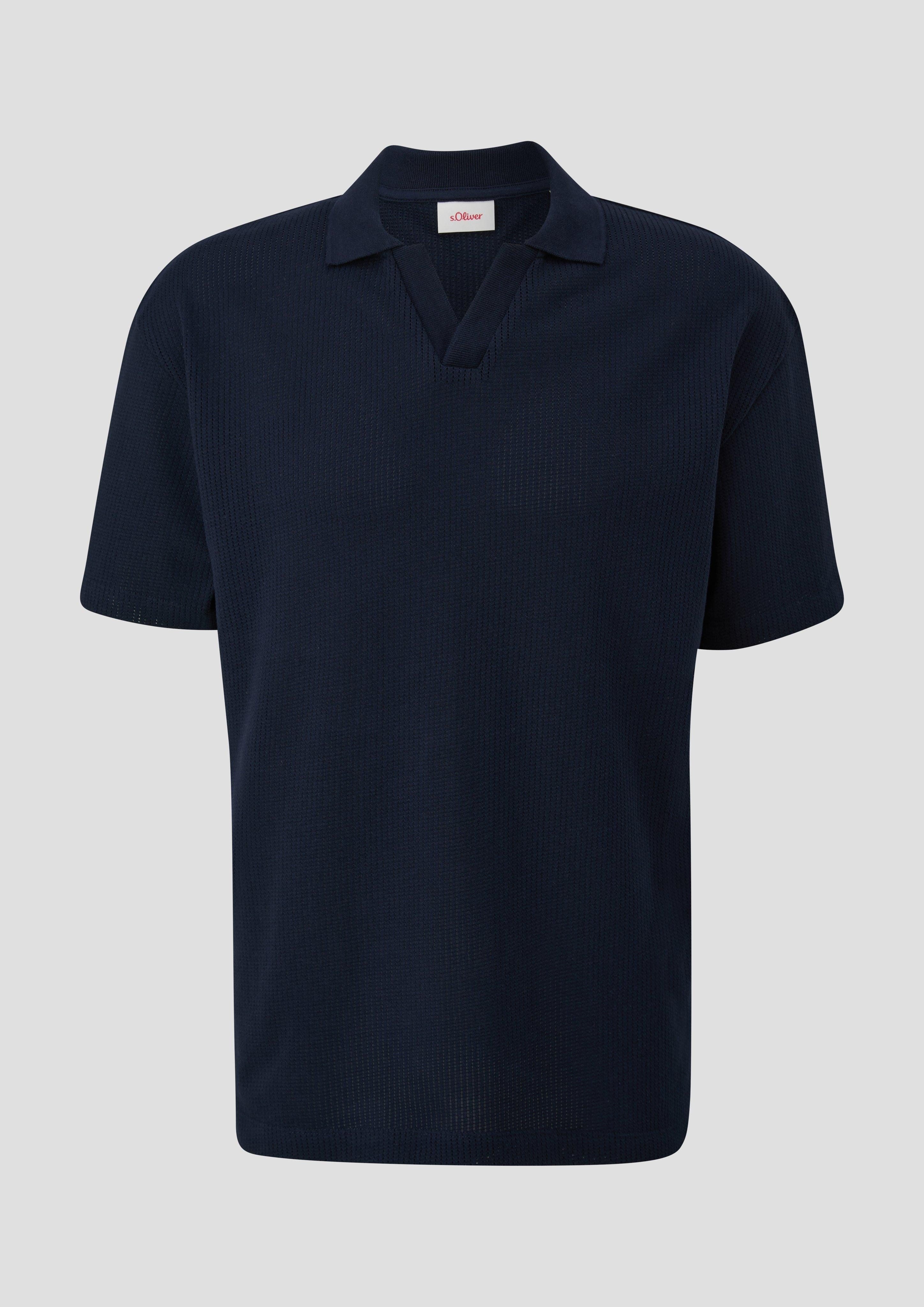 s.Oliver Kurzarmshirt T-Shirt mit Ajour-Muster