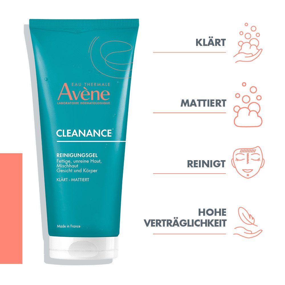 Avene Gesichtsreinigungsgel Cleanance Reinigungsgel, Gesichtsreinigung mit pflanzlichen Inhaltsstoffen