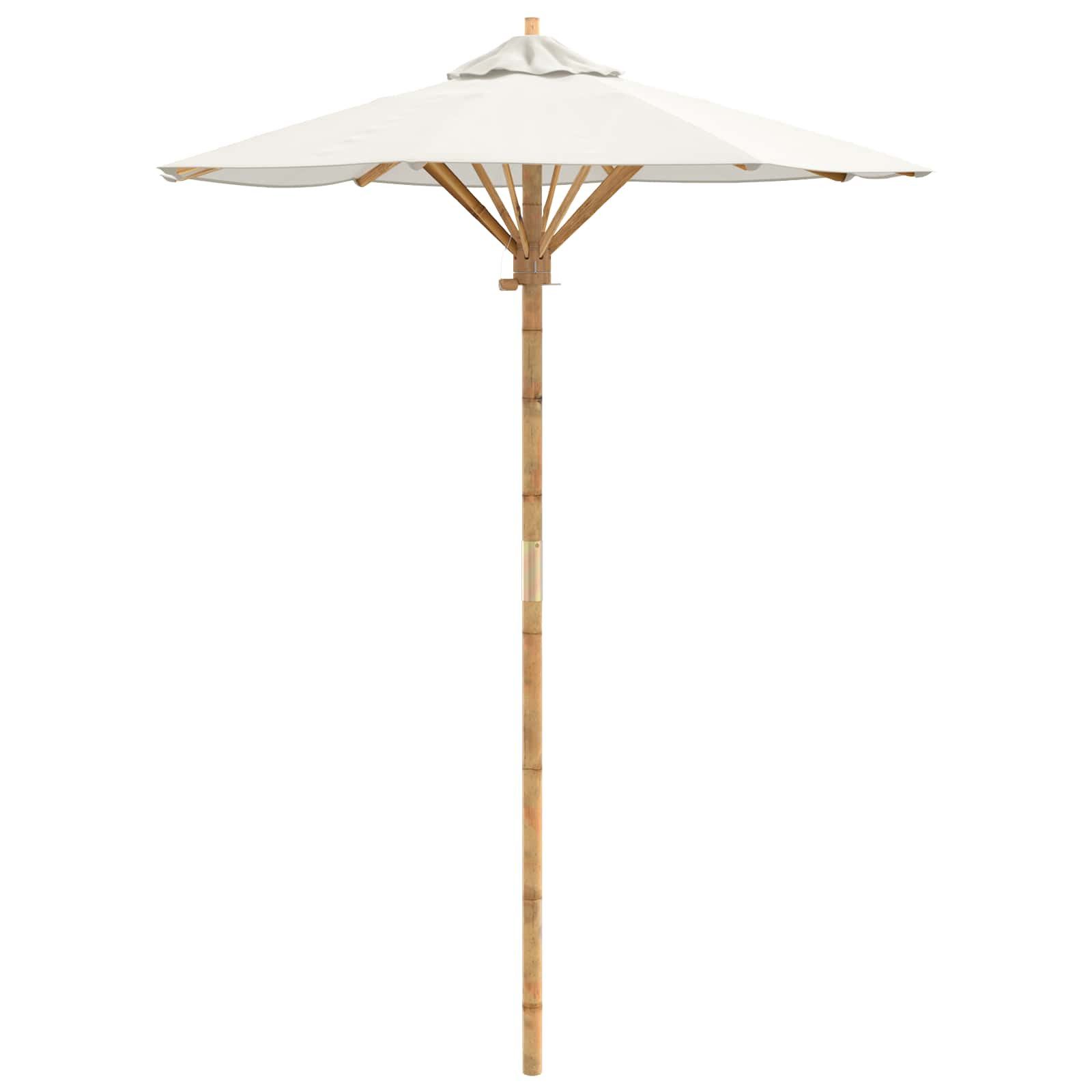 vidaXL Sonnenschirm Gartensonnenschirm Ø 150 x 210 cm Bambus Rund Cremeweiß