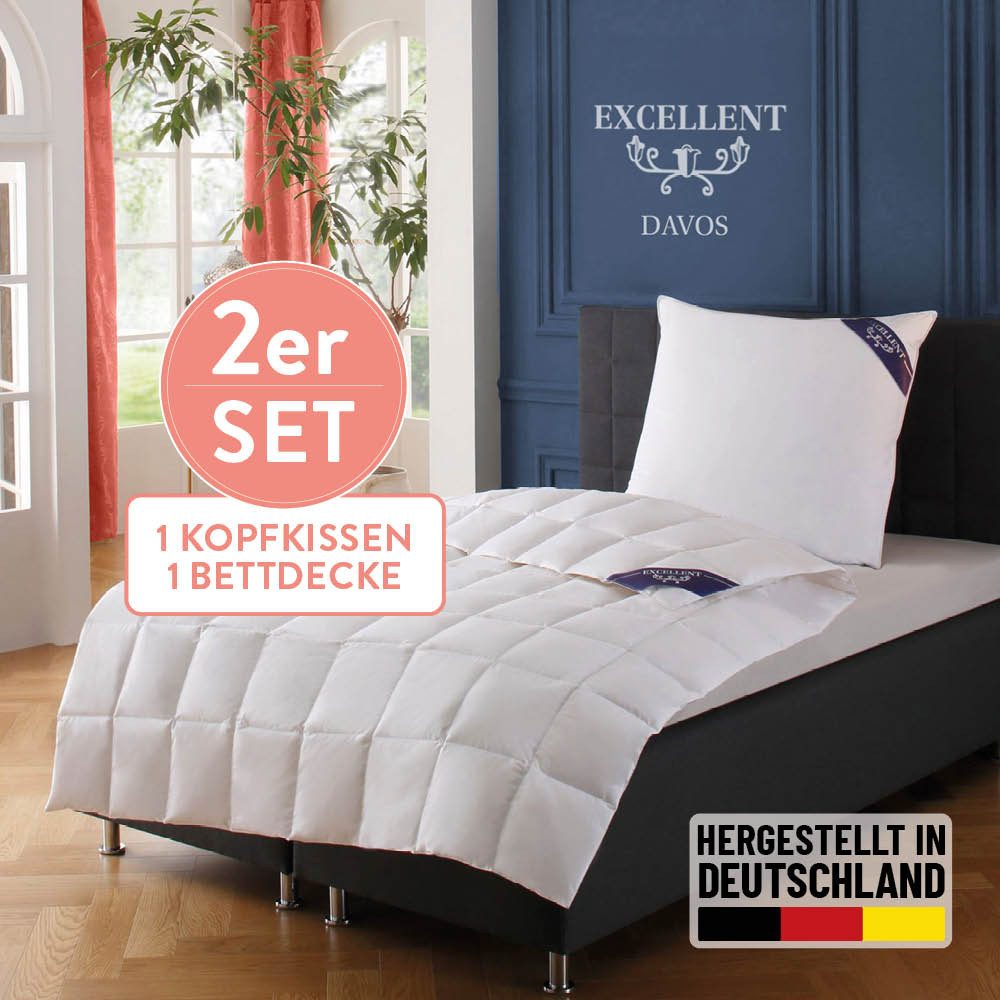 Excellent Daunenbettdecke + 3-Kammer-Kopfkissen Davos, Füllung: günstig online kaufen