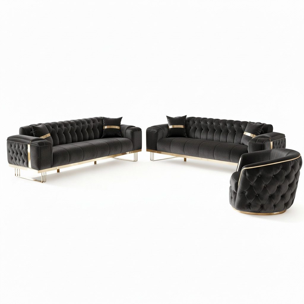 Palms-Store Sofa -Set Imperial Premium, 6 Farben verfügbar, 3-Sitzer + 2-Sitzer + Sessel (3-Sitzer mit Schlaf-funktion)