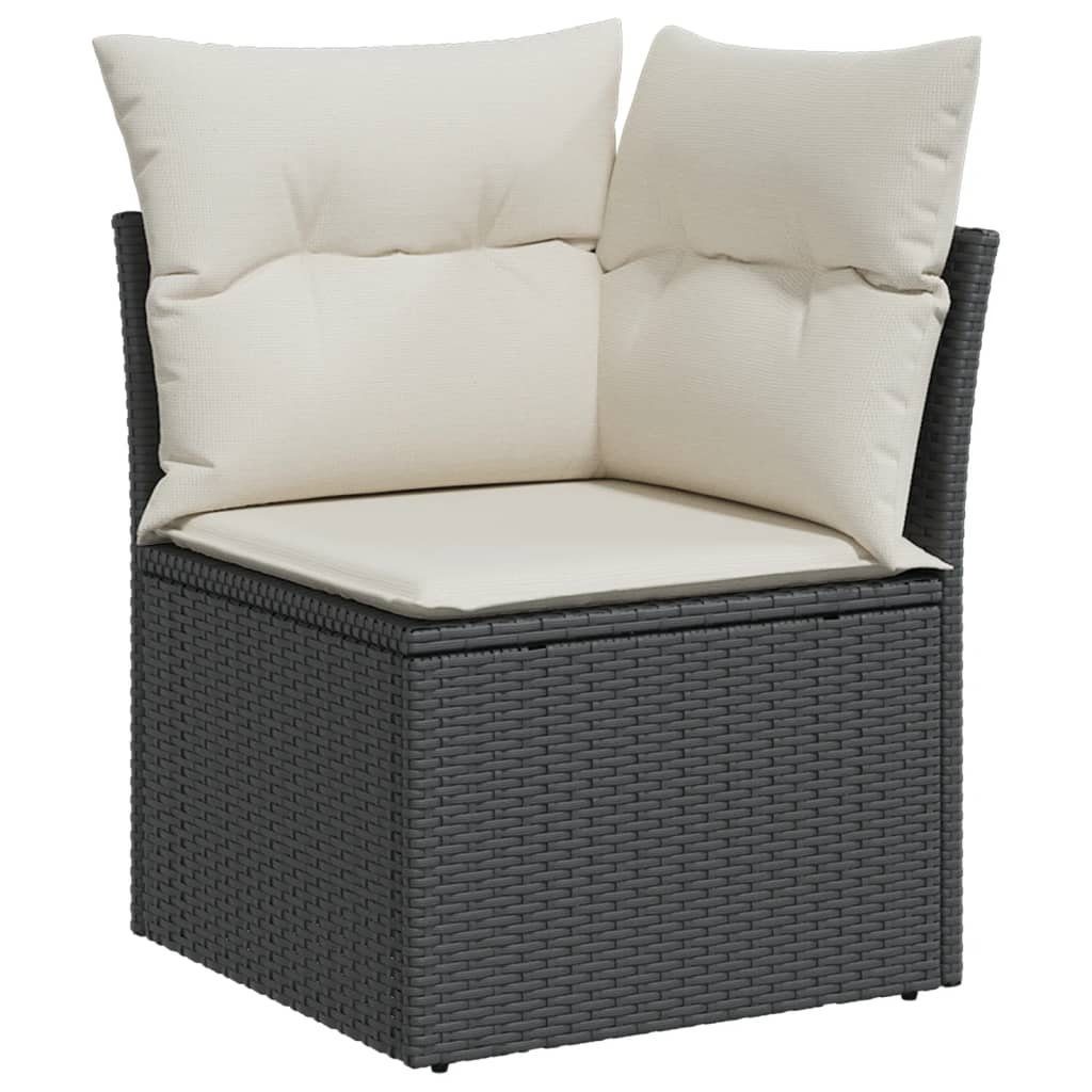 vidaXL Loungesofa Garten-Ecksofa mit Kissen Schwarz Poly Rattan