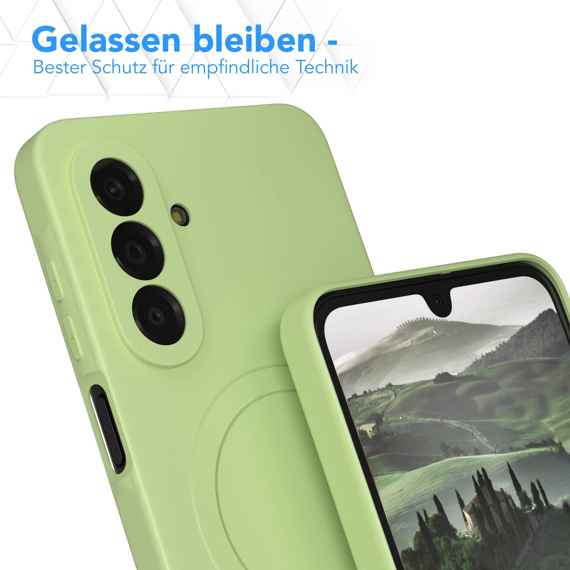 EAZY CASE Handyhülle MagSafe Silikon für Samsung Galaxy A17 6,7 Zoll, Schutzhülle MagSafe kompatibel Anti-Slip Oberfläche kratzfest Grün – Bild 4 von 5