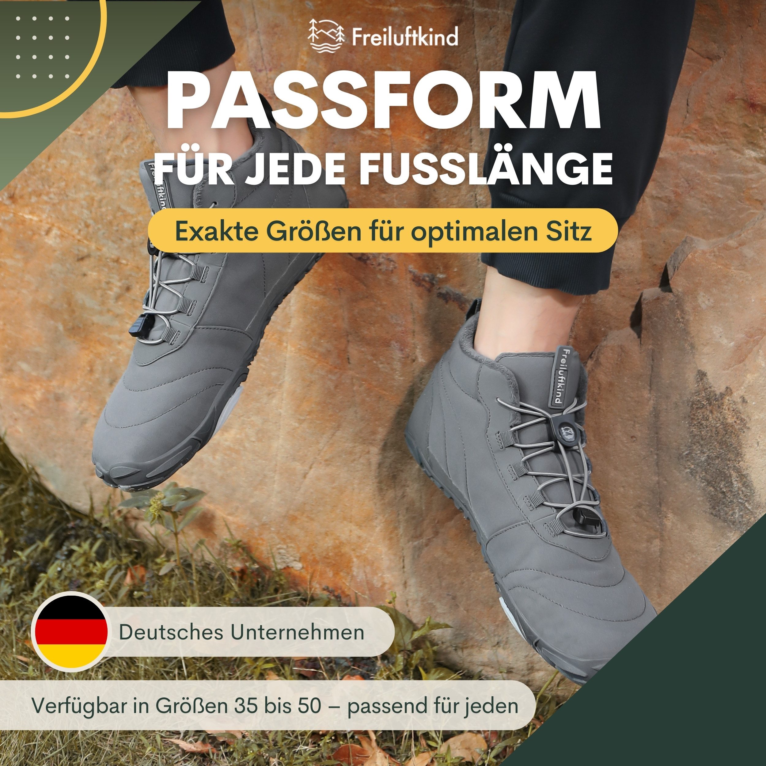 Freiluftkind Das Original - Kepler Barfußschuhe – warm gefüttert Sneaker Schnellverschluss
