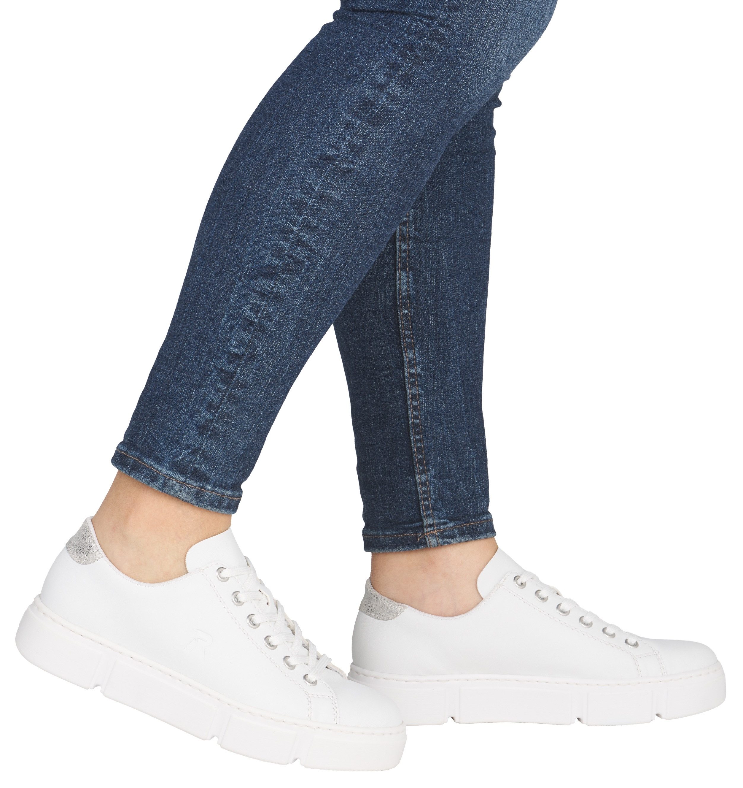 Rieker Plateausneaker in monochromer Optik, Freizeitschuh, Halbschuh, Schnürschuh