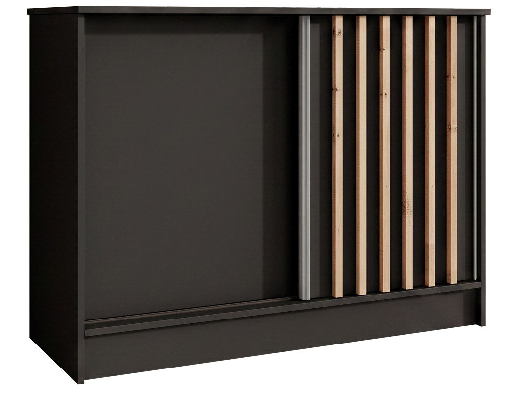 Beautysofa Kommode mit 2 Schiebetüren HORIZON (in 100 cm, 120 cm oder 160 cm, verschiedene Farben: Eiche Artisan, Schwarz, Weiß, Kaschmir), mit dekorativen Lamellen