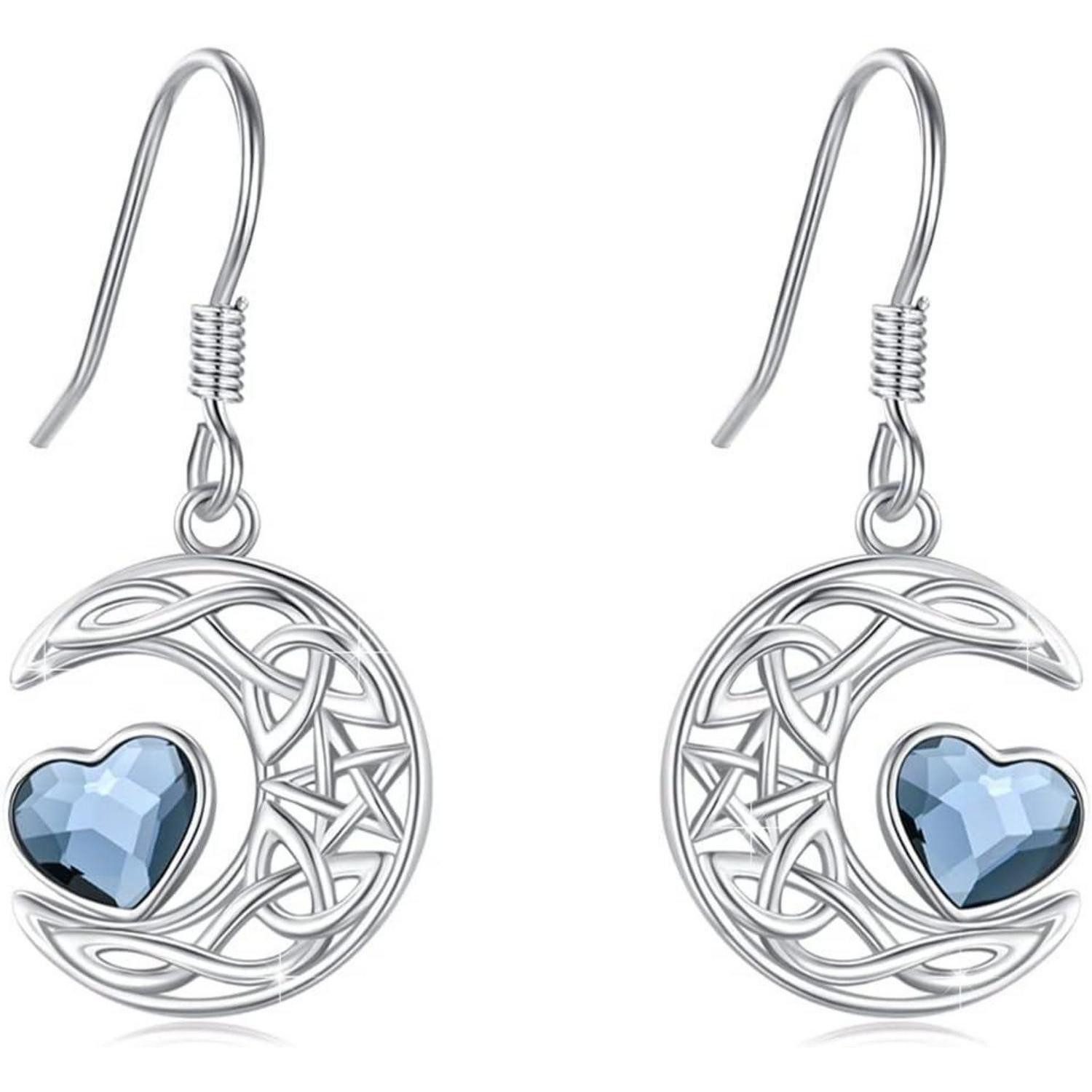 LuxusKollektion Paar Ohrhänger Ohrringe 925 Silber Damen Mond Sterne Ohrhaken Halbmond Ohrringe