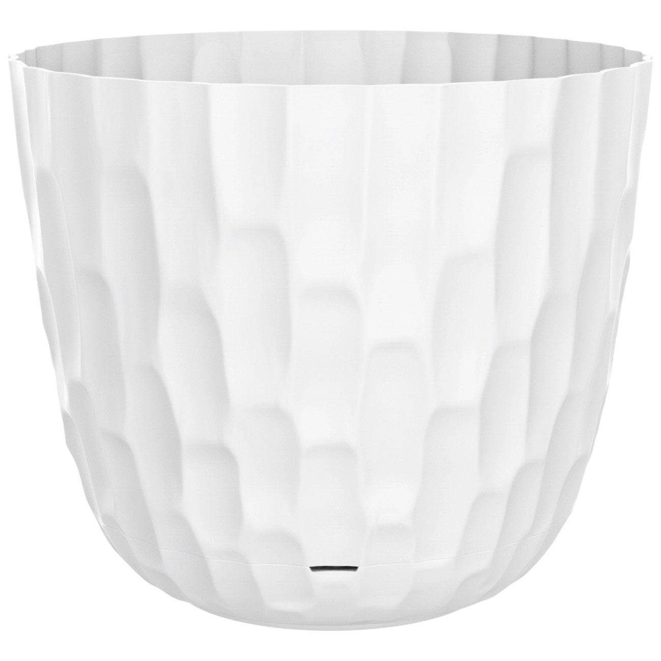 Engelland Blumentopf Pflanztopf mit Untersetzer & Bewässerungssystem (Vorteils-Set, 1 St., robuster PP-Kunststoff), Übertopf, Hammerschlag-Optik, Innen- & Außen, Wasserspeicher, rund