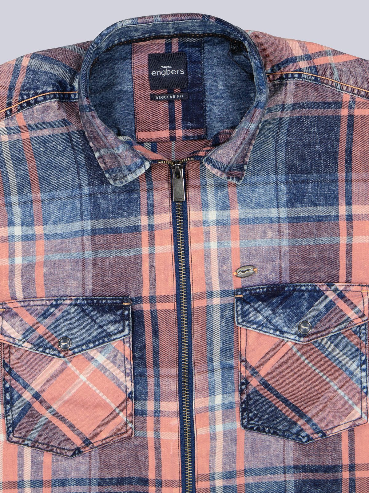 Engbers Kurzarmhemd Herren Kurzarm-Overshirt mit Vintage-Effekt, Hellorange