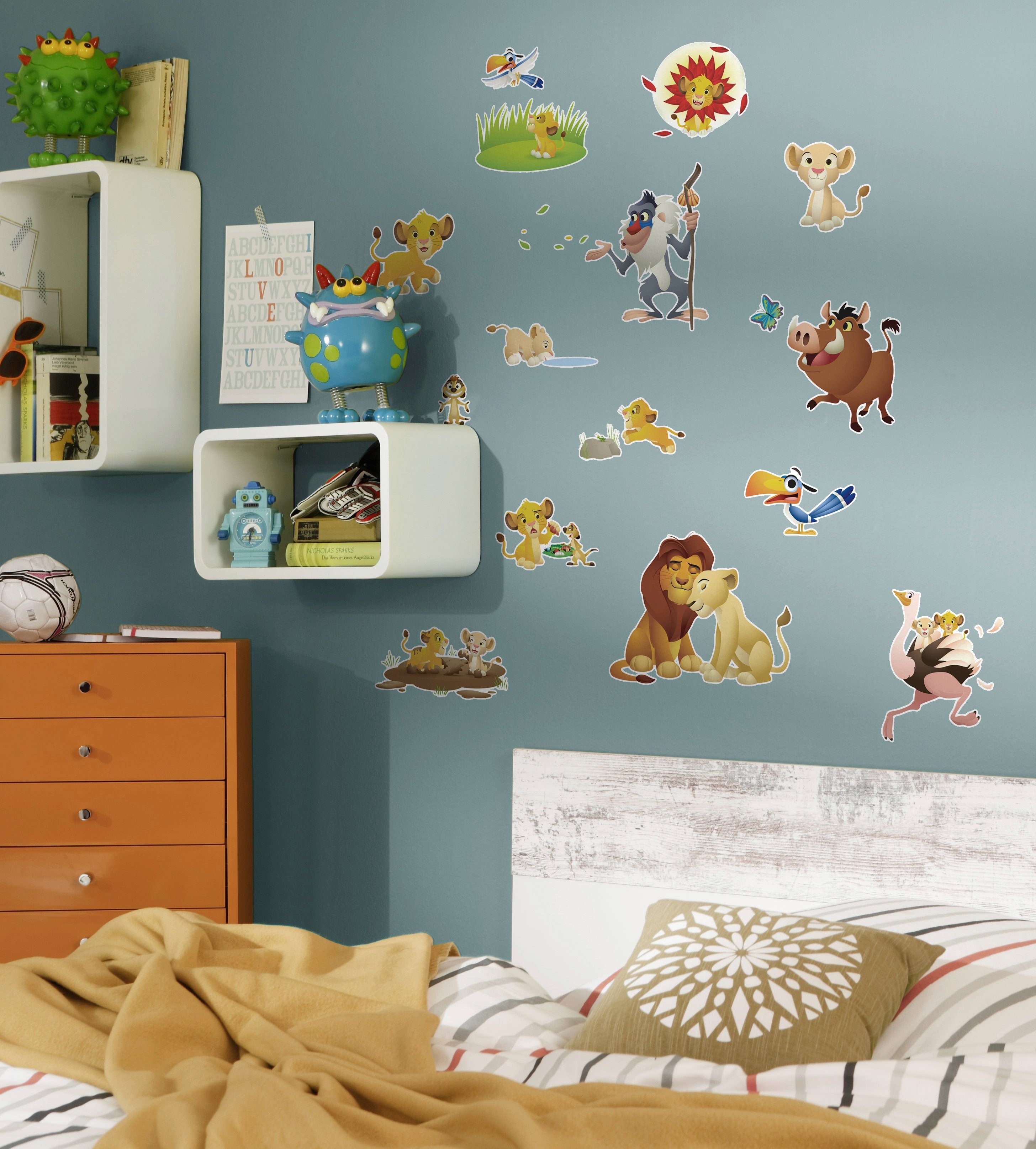 Komar Wandtattoo Lion King Wildlife - Größe 50 x 70 cm (27 St), selbstklebend, Wandsticker, Kinderzimmer