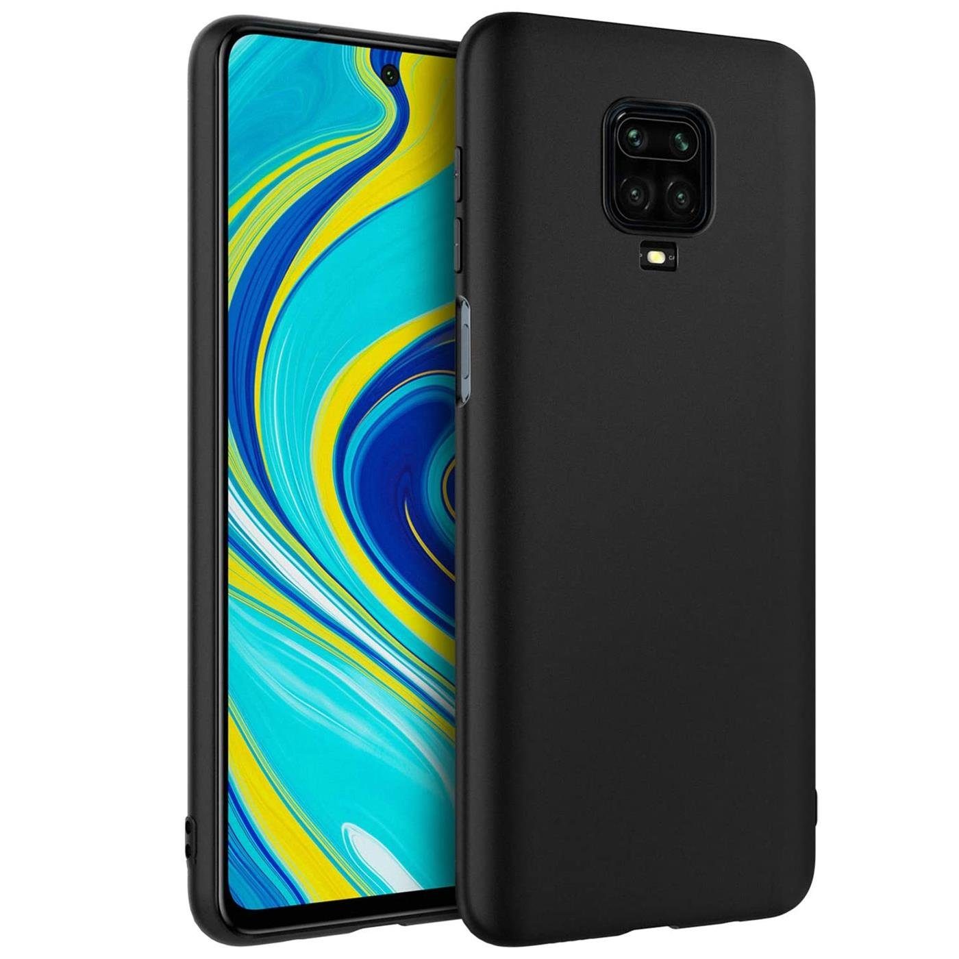 CoolGadget Handyhülle Handy Schutzhülle für Xiaomi Redmi Note 9 Pro / 9S matt schwarz 6,67 Zoll, Silikon TPU Hülle Schutz Tasche Cover schlicht Slim Case