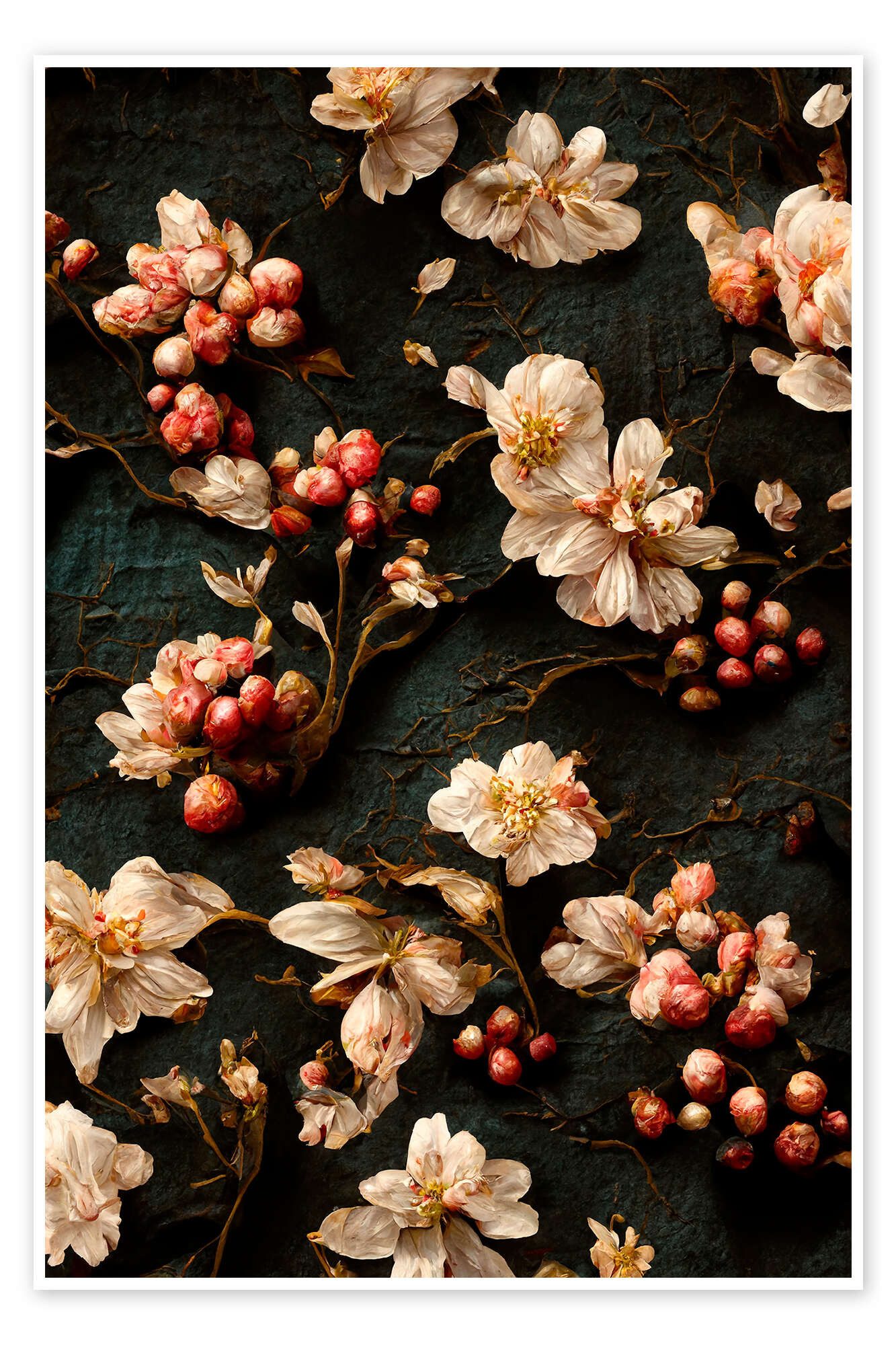Posterlounge Wandbild Wilde Blumen und Beeren, treechild, erhältlich als Poster, Leinwandbild, Wandsticker oder Acrylglasbild