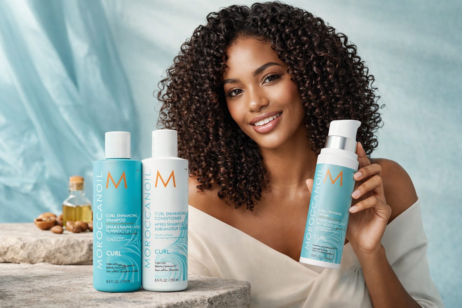 moroccanoil Haarpflege-Set Curl Trio für geschmeidige & definierte Locken, 3-tlg., geschmeidige Locken mit mehr Sprungkraft