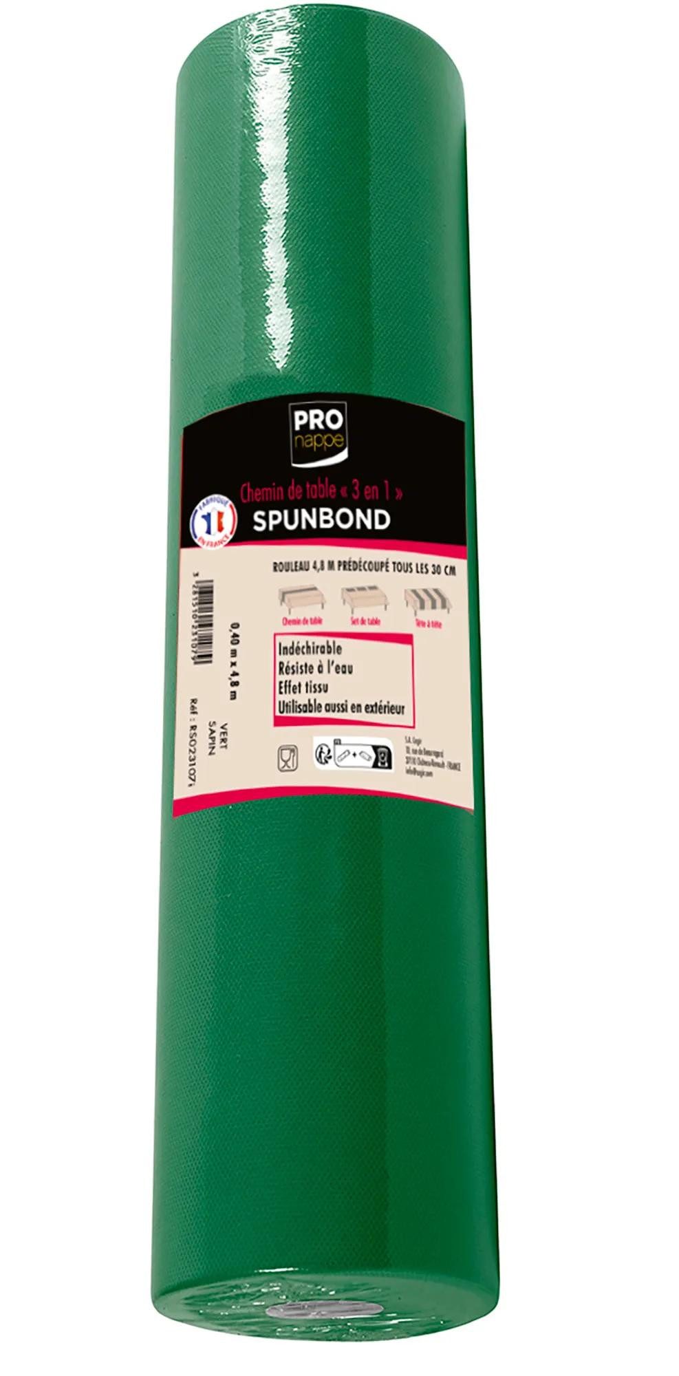 PROnappe Tischband 12x 3 in1 auf Rolle, Spunbond, 48x0,40m Tannengrün RS023107I, Nappes rouleaux spunbond 1,20m