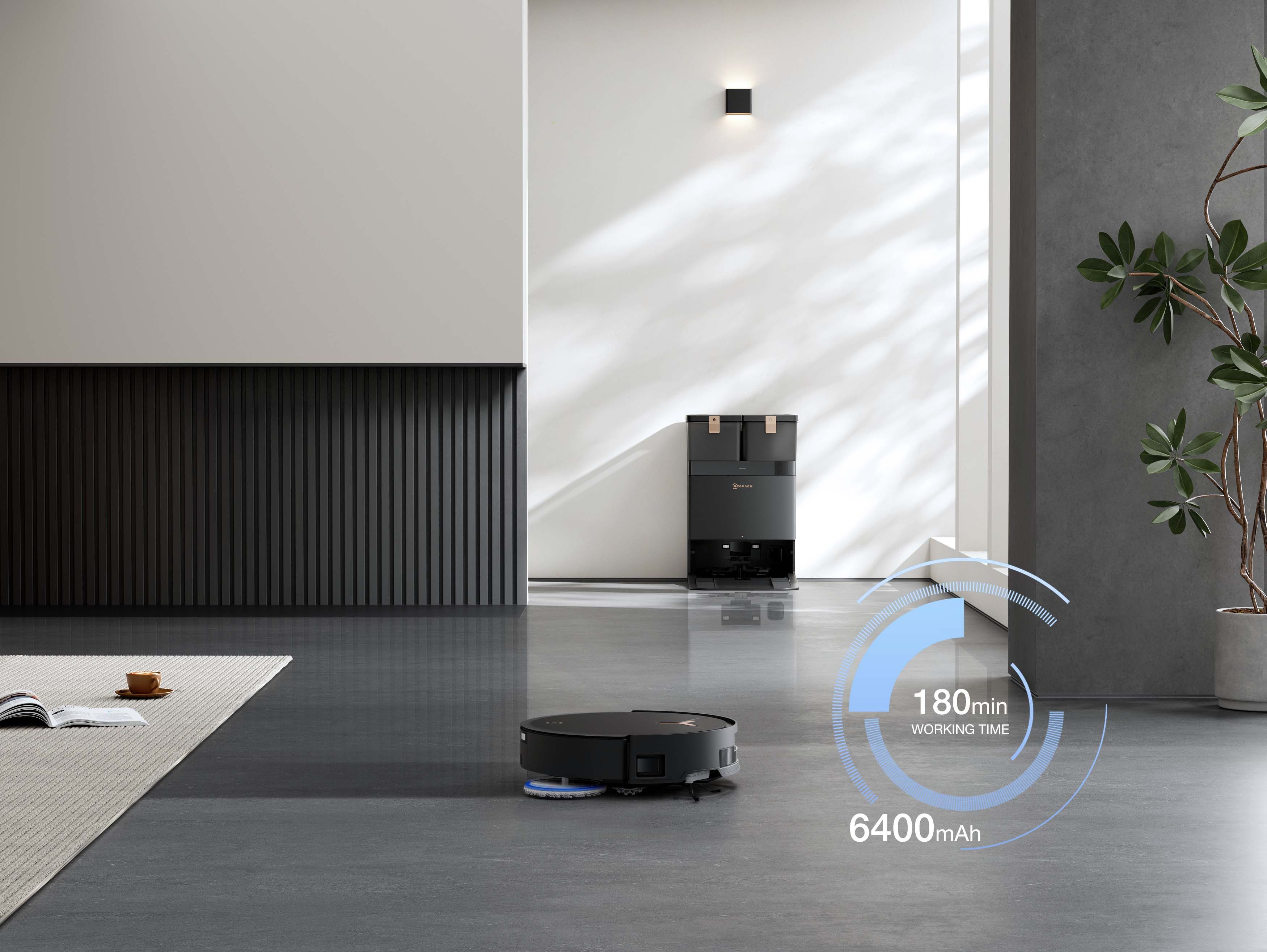 ECOVACS Saugroboter mit Wischfunktion, ECOVACS DEEBOT T50 MAX PRO OMNI, 18mm Mopp-Lift, 100 W, 18.000 Pa mit BLAST, OMNI-Station mit 40-75° Mopp-Waschen