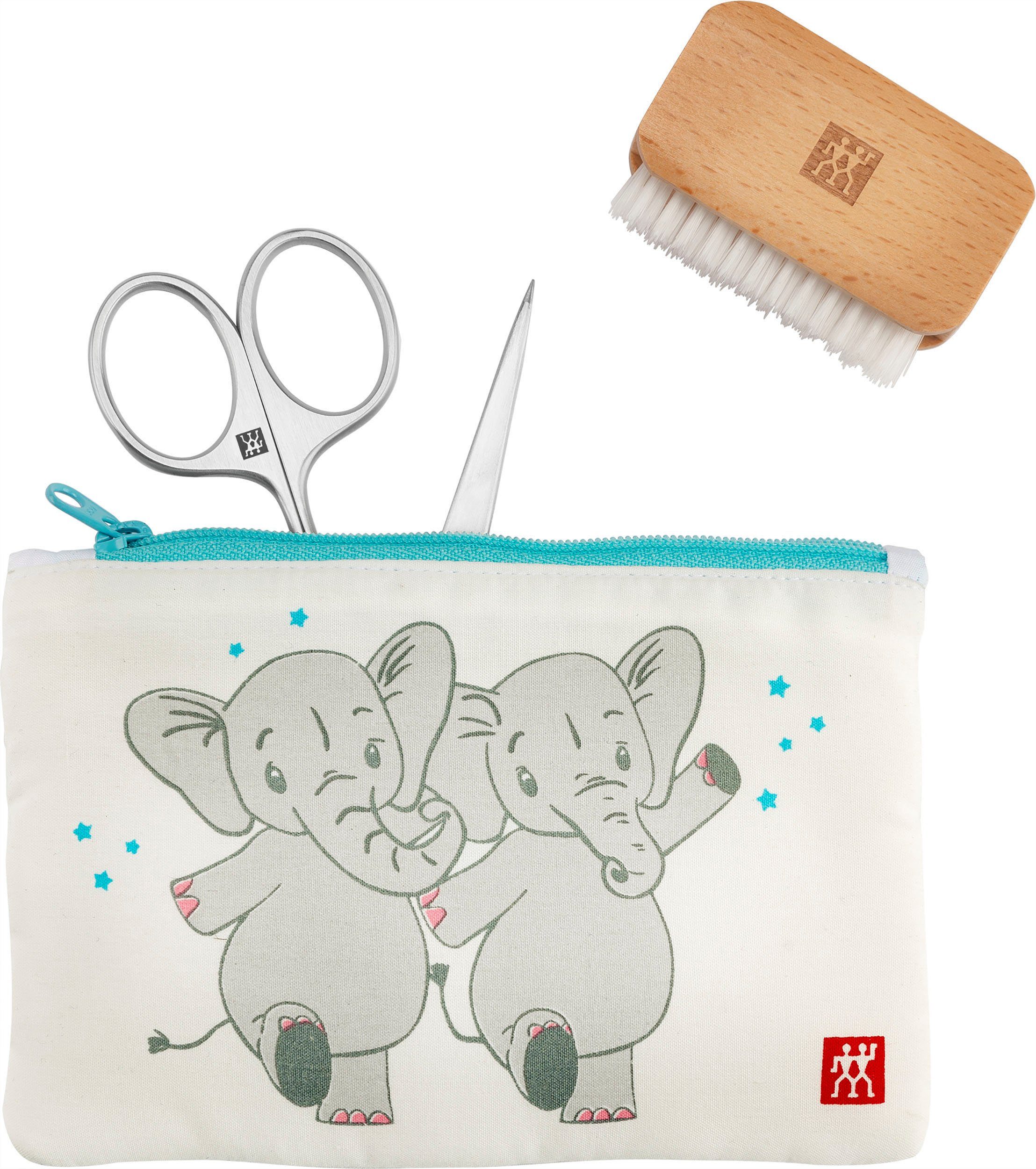 TWIN Zwilling ETUI tlg., KINDER Babypflege-Set rostfreiem ELEFANT, 3 Edelstahl aus sattiniertem, Instrumente