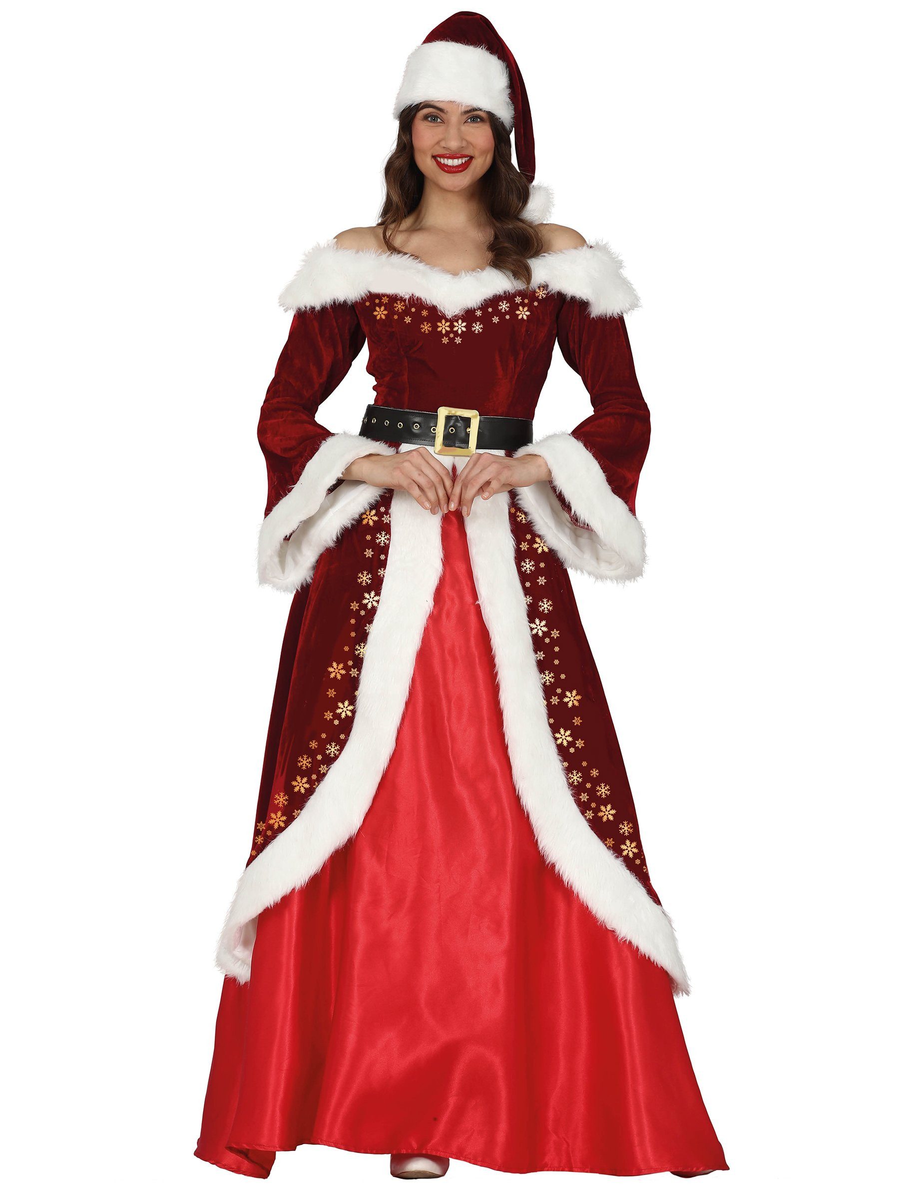 GUIRMA Kostüm Elegantes Weihnachtsfrau-Kostüm rot-weiss-gold