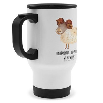 Mr. & Mrs. Panda Thermobecher Sternzeichen Widder - Weiß - Geschenk, Warmhaltetasse, Horoskop, Reis, Edelstahl, Liebevolles Design