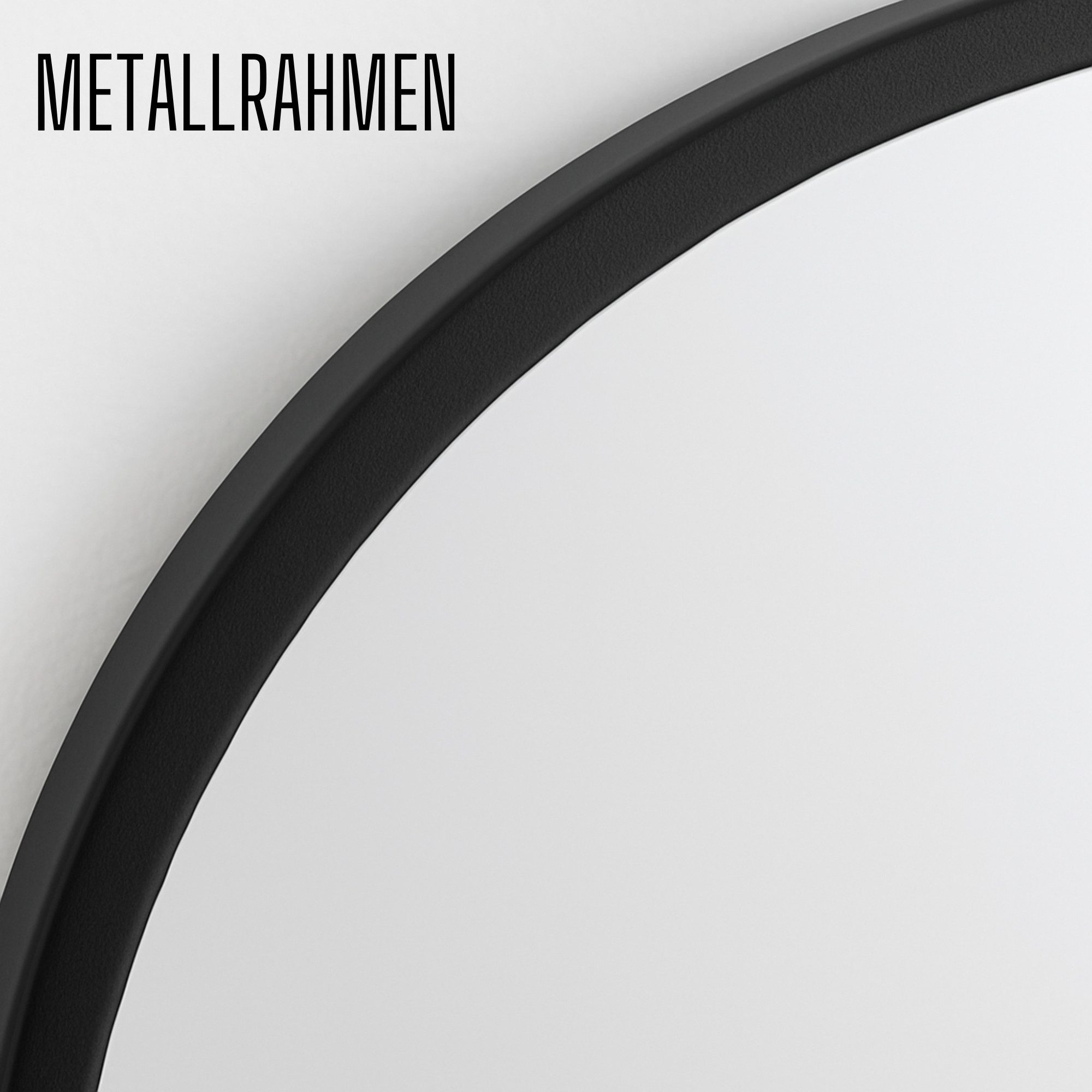 Albatros International Spiegel Albatros Spiegel rund schwarz mit Metallrand, 50cm Durchmesser, für Wohnzimmer, Badezimmer, Flur, Schlafzimmer, groß, Wand – Bild 4 von 5